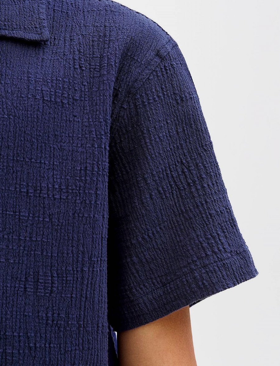 Jack & Jones - JORLUKE CRINKLE SHIRT SS JNR - kortärmade skjortor - ocean cavern - 4