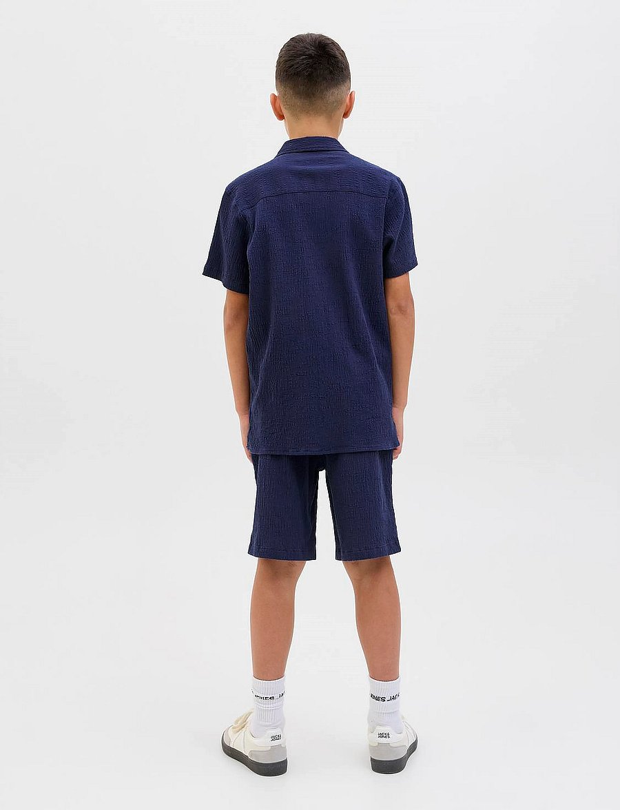 Jack & Jones - JORLUKE CRINKLE SHIRT SS JNR - kortärmade skjortor - ocean cavern - 5