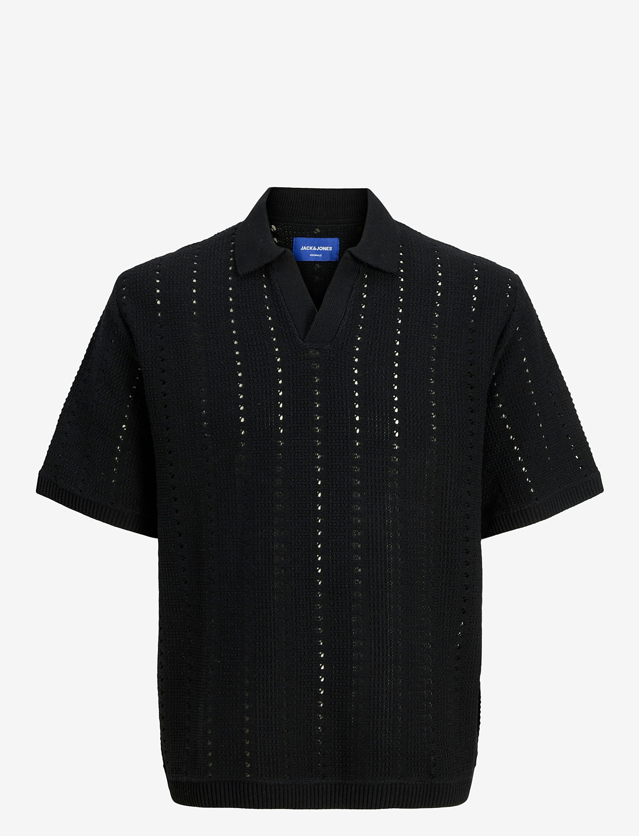 Jack & Jones - JORPAROS KNIT EASTER SS CROCHET POLO JNR - kortærmede poloer - black - 0