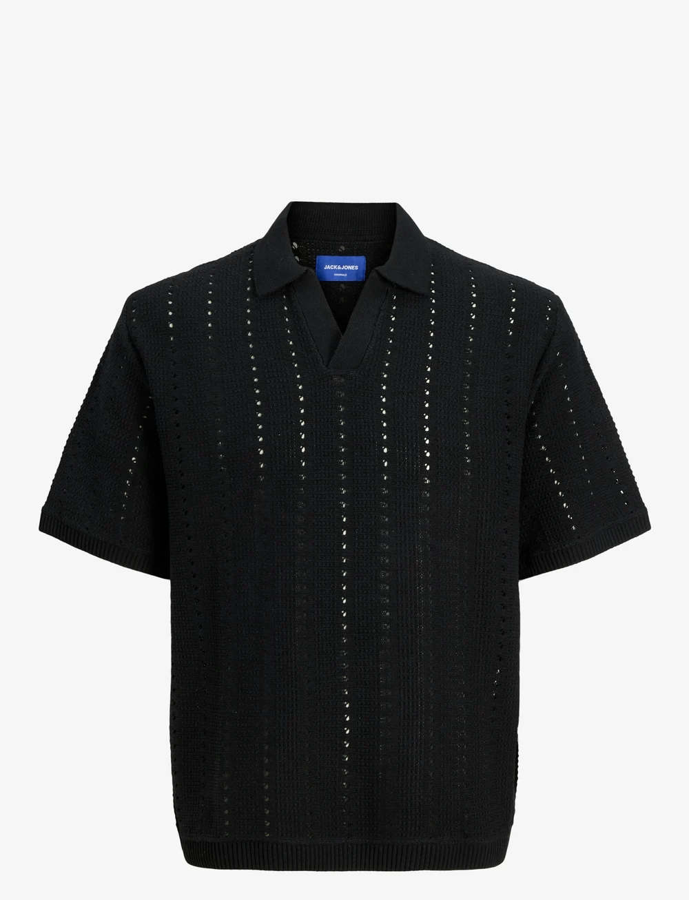 Jack & Jones - JORPAROS KNIT EASTER SS CROCHET POLO JNR - kurzärmelig - black - 0