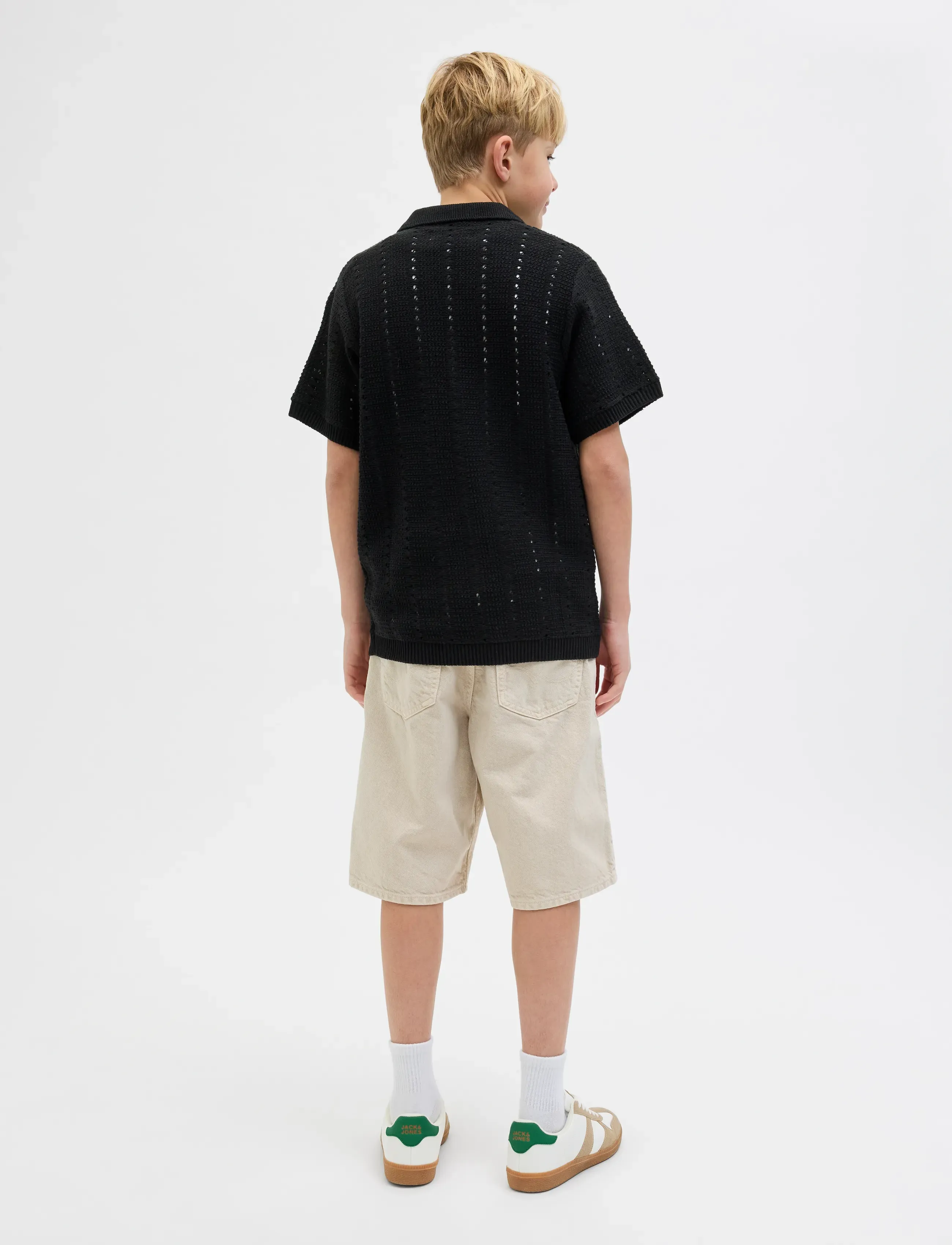 Jack & Jones - JORPAROS KNIT EASTER SS CROCHET POLO JNR - kortærmede poloer - black - 2
