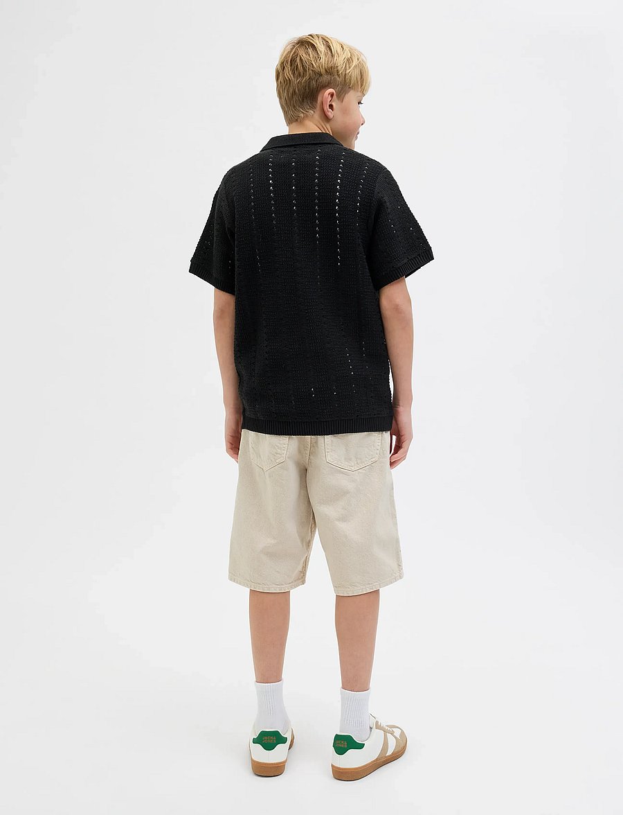 Jack & Jones - JORPAROS KNIT EASTER SS CROCHET POLO JNR - kurzärmelig - black - 2