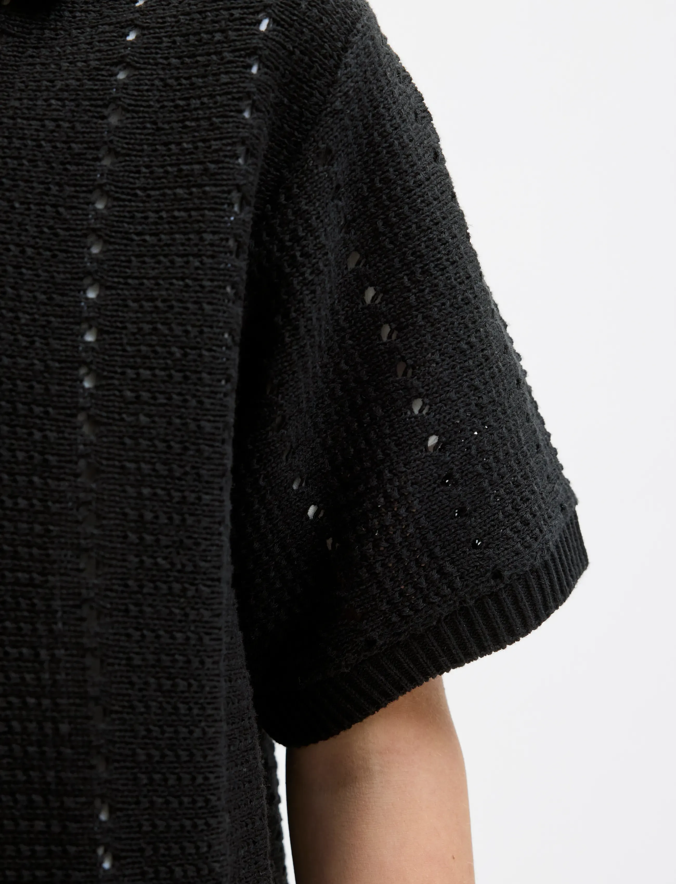 Jack & Jones - JORPAROS KNIT EASTER SS CROCHET POLO JNR - kortærmede poloer - black - 4