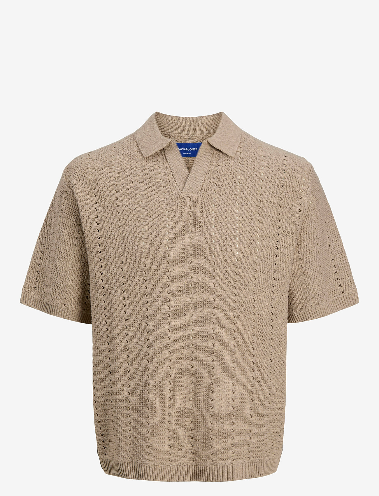 Jack & Jones - JORPAROS KNIT EASTER SS CROCHET POLO JNR - kurzärmelig - safari - 1