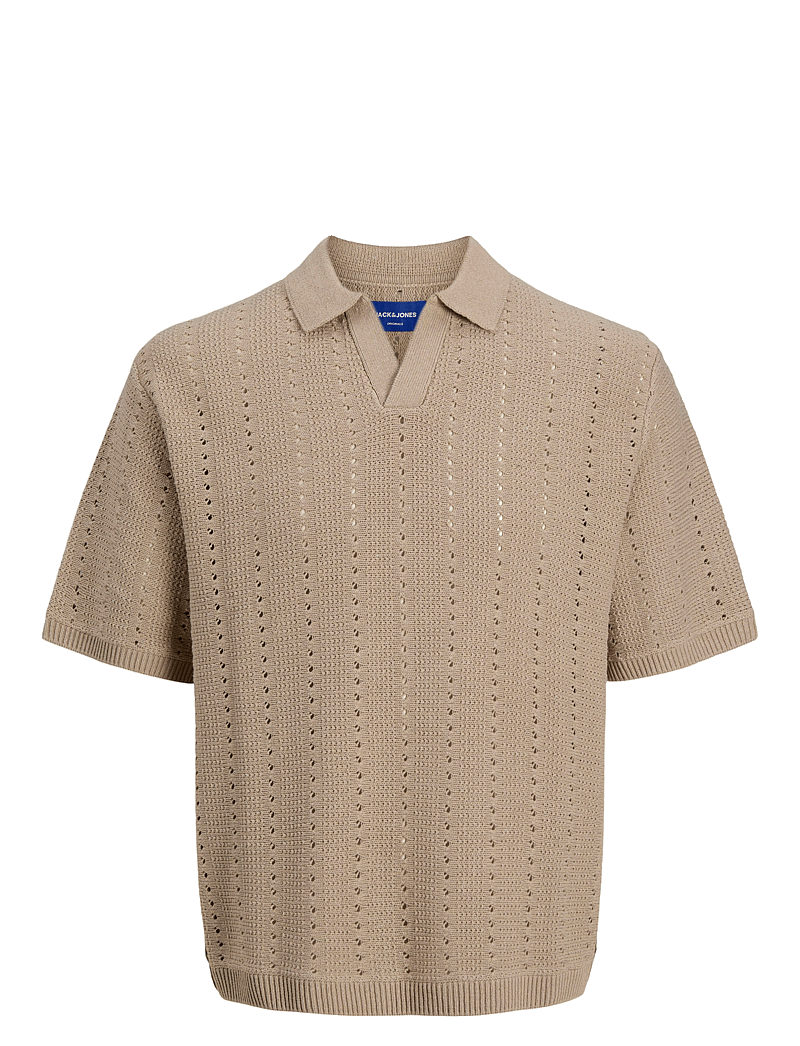 Jack & Jones - JORPAROS KNIT EASTER SS CROCHET POLO JNR - kurzärmelig - safari - 1