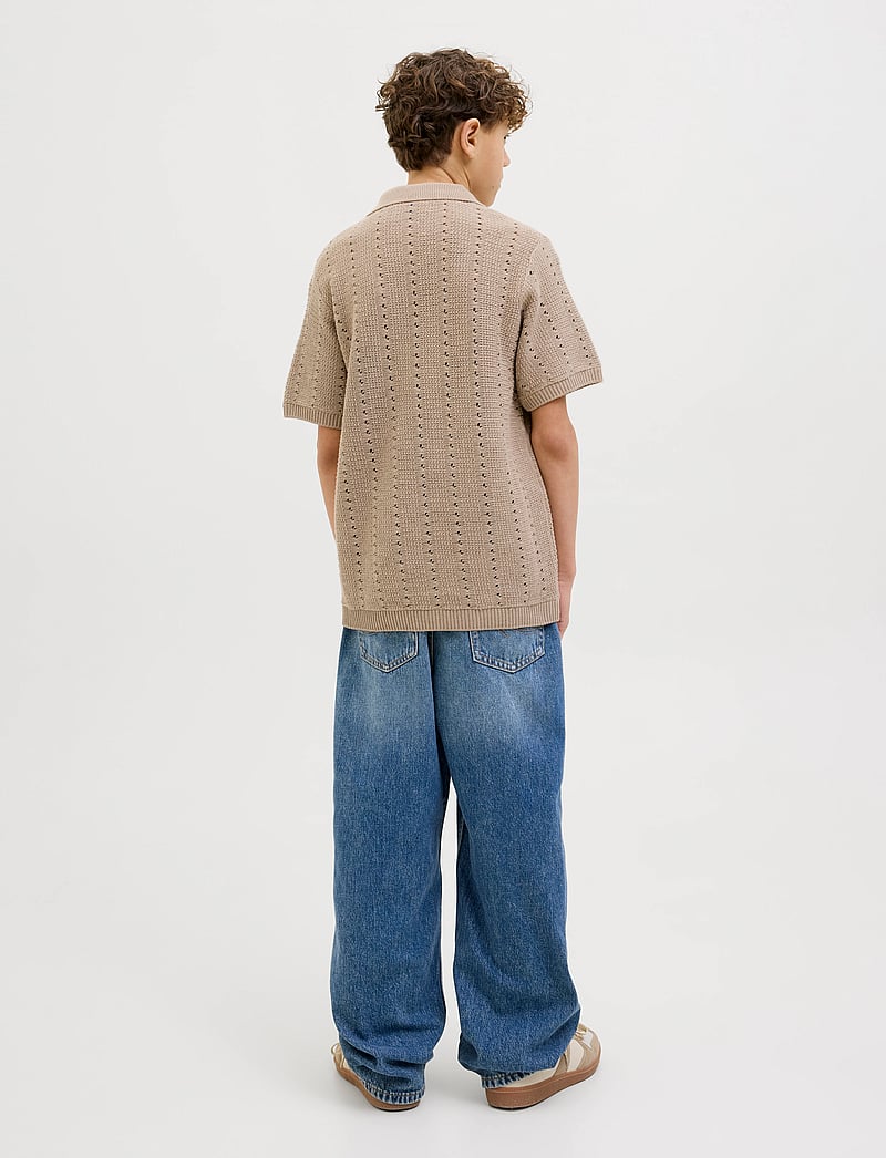 Jack & Jones - JORPAROS KNIT EASTER SS CROCHET POLO JNR - kurzärmelig - safari - 2