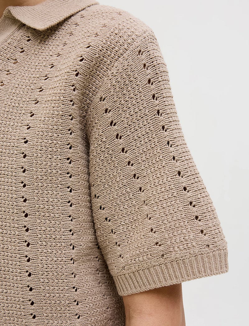 Jack & Jones - JORPAROS KNIT EASTER SS CROCHET POLO JNR - kurzärmelig - safari - 5