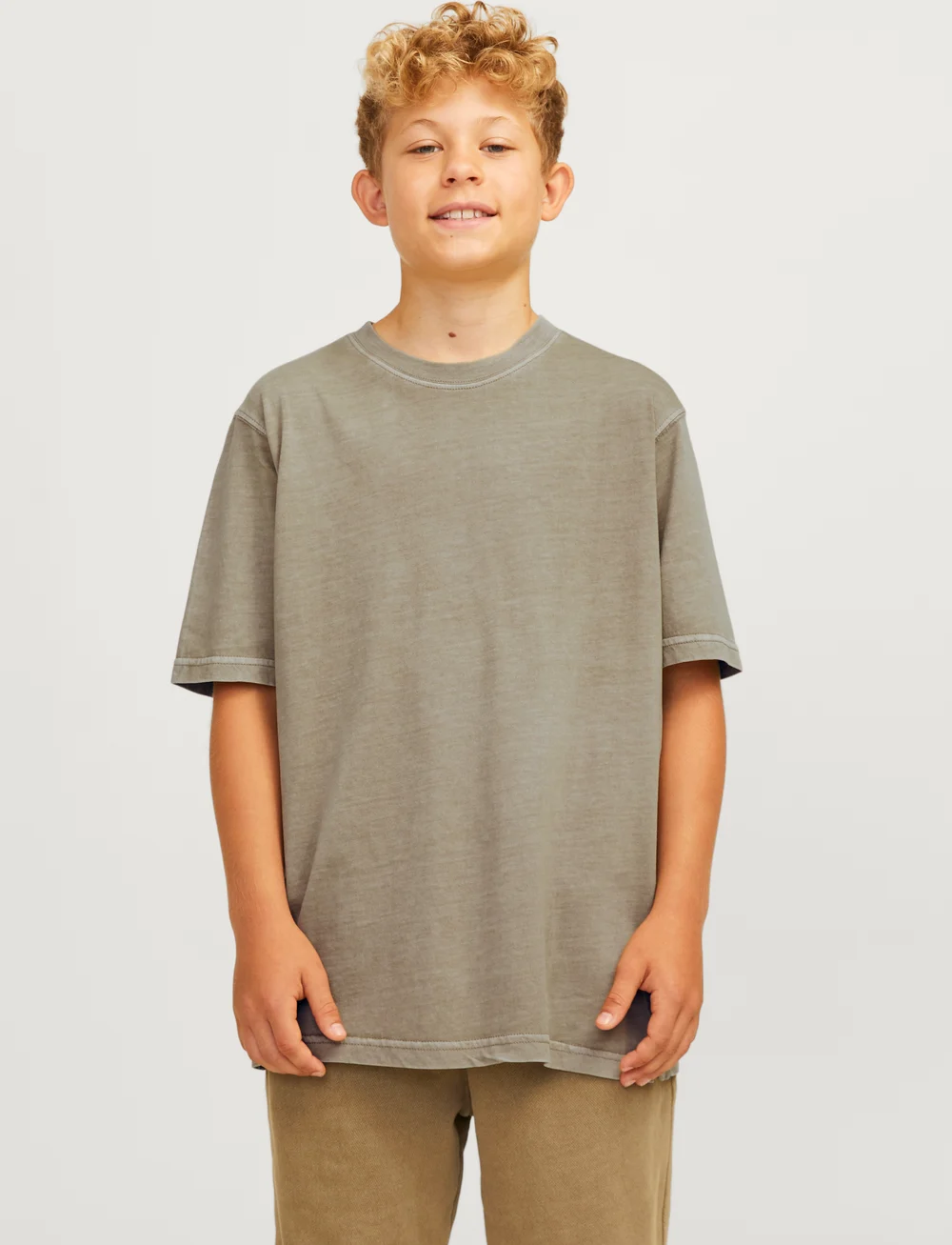 Jack & Jones - JJECHARGE FADED TEE O-NECK SN JNR - kortærmede t-shirts - silver sage - 0