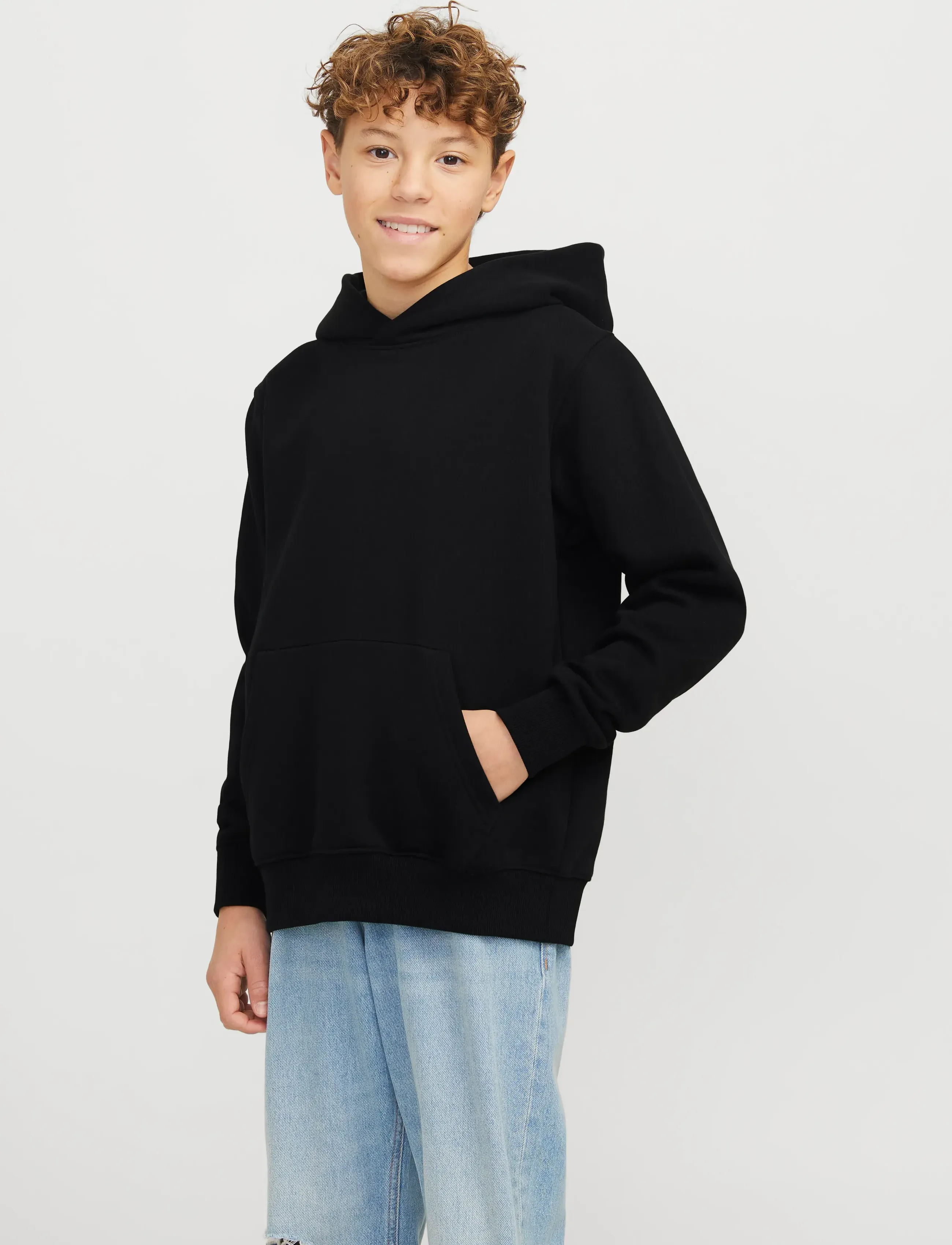 Jack & Jones Jjeurban Edge Sweat Hood Noos Jnr, 140, Black, Sweatshirts & Hættetrøjer > Hættetrøjer, Børn