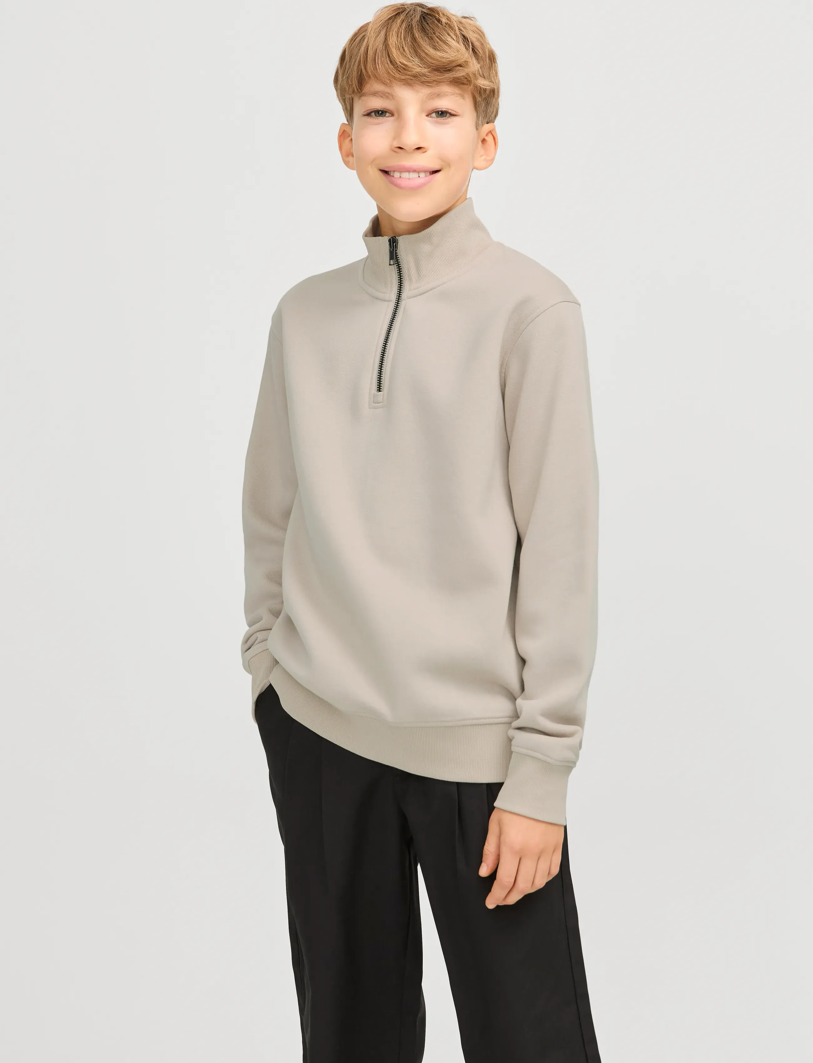 Jack & Jones JJEBRADLEY SWEAT HALF ZIP NOOS JNR - Sweatshirts & Hoodies - MOONBEAM / cream