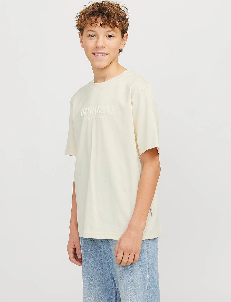 Jack & Jones - JORFREDERIKSBERG TEE SS CREW NOOS JNR - lühikeste varrukatega t-särgid - antique white - 0