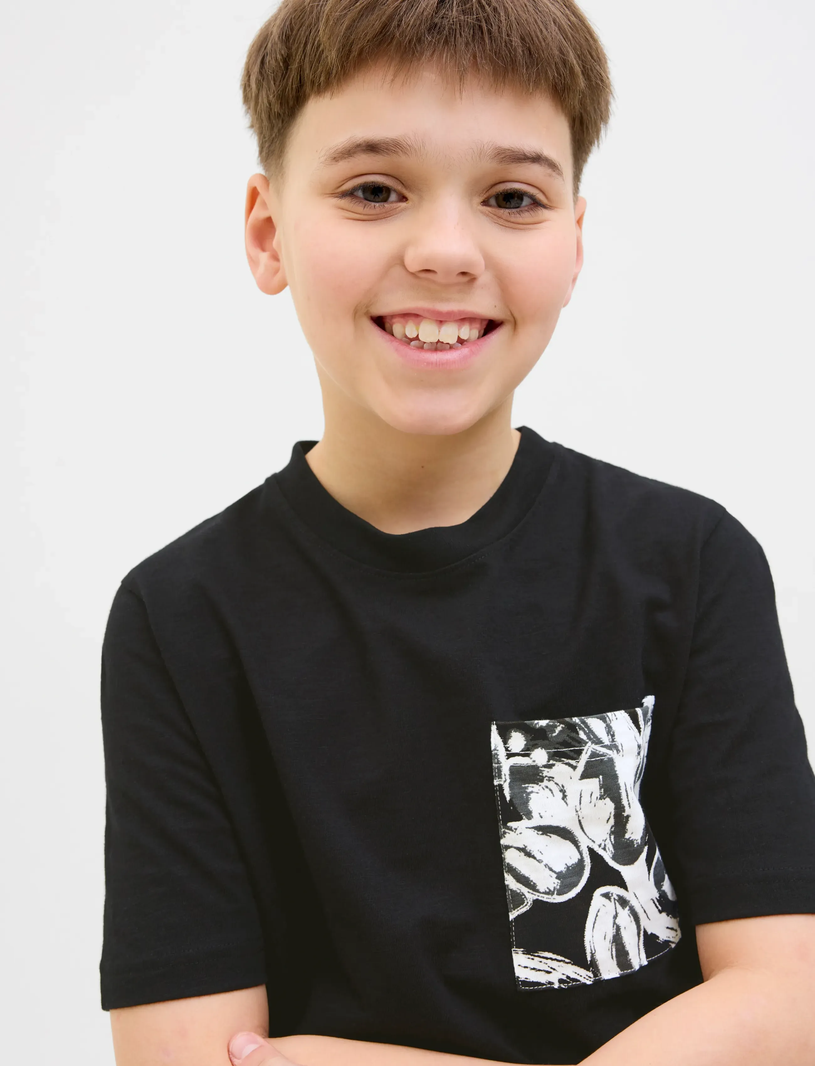 Jack & Jones - JORSPLIT AOP POCKET TEE SS CREW NE JNR - kortærmede t-shirts - black - 5