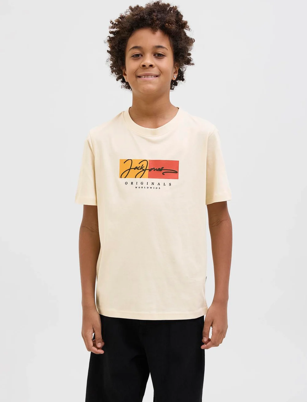 Jack & Jones - JORFREDERIKSBERG BOXSCRIPT TEE SS SN JNR - kurzärmelige - antique white - 0