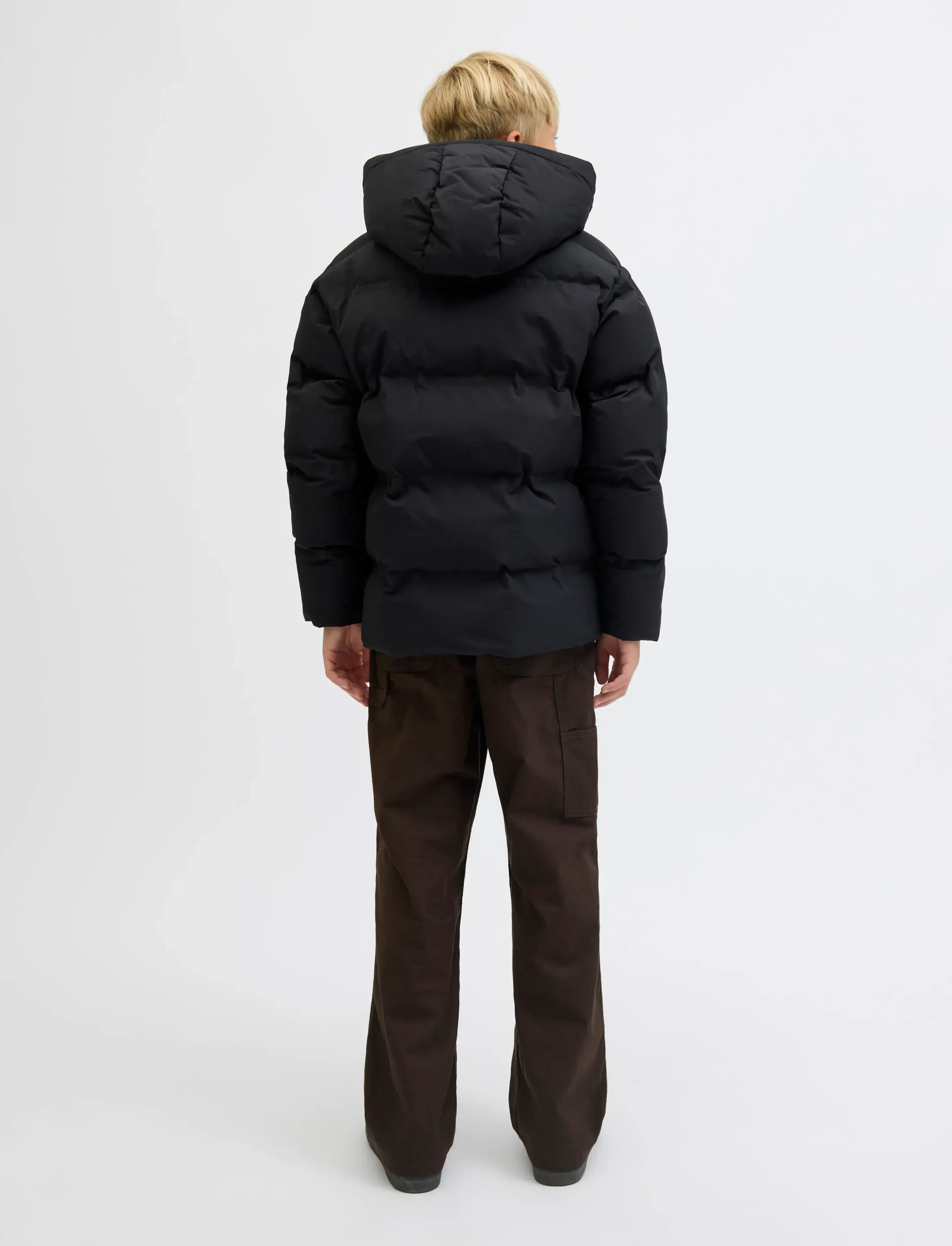 Jack & Jones - JJESOHO PUFFER HOOD SN JNR - vinterjakker - black - 2