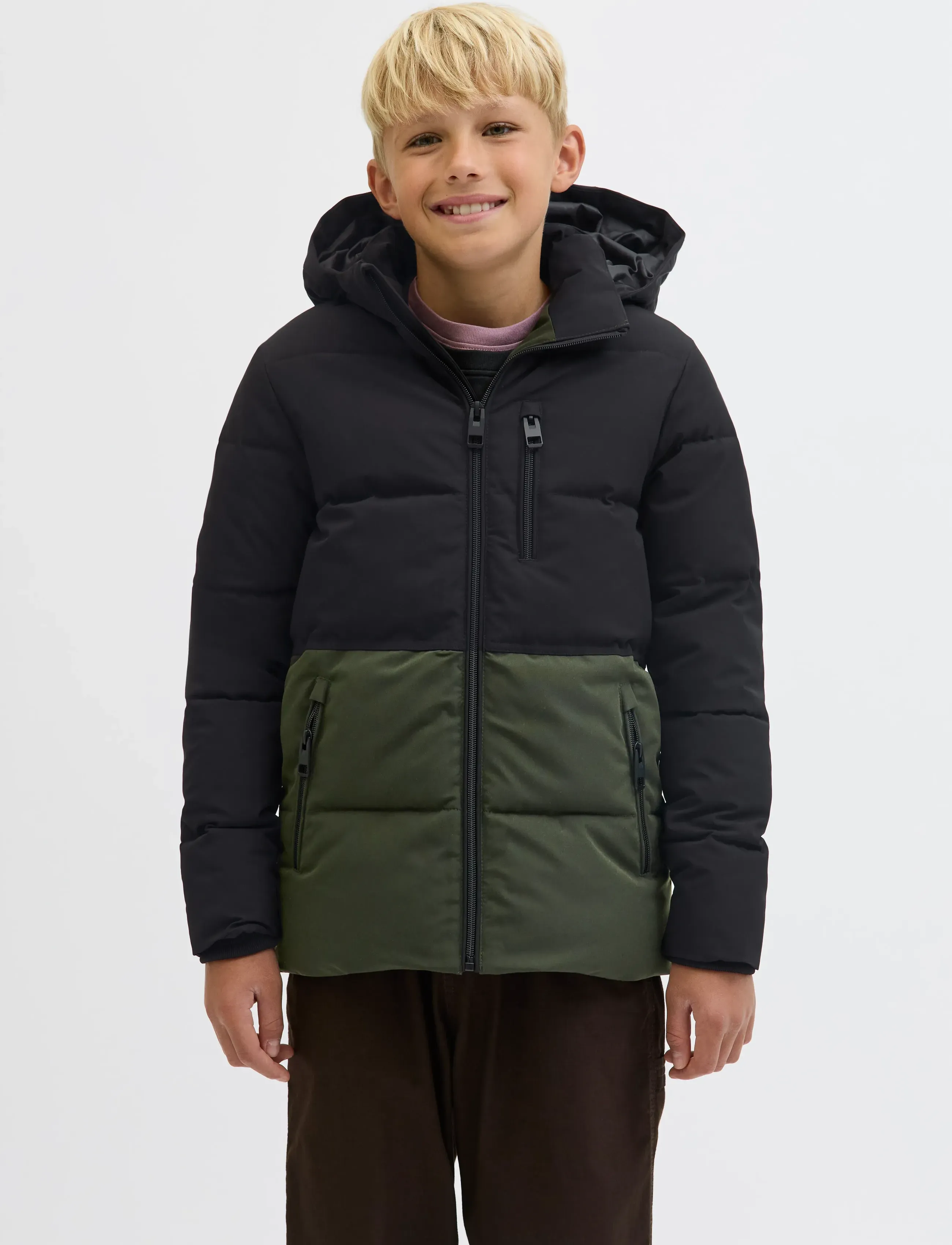 Jack & Jones Jjeowen Puffer Sn Jnr, 152, Khaki green, Jakker Og Frakker > Puffer Og Vatterede, Børn