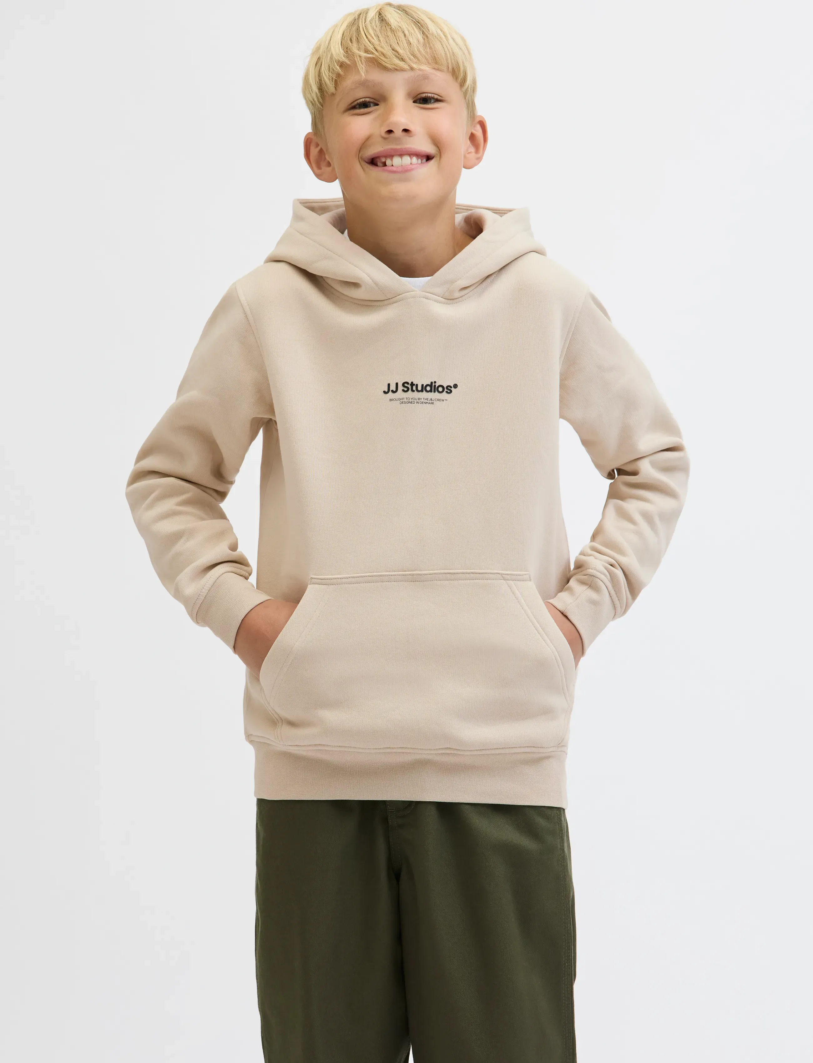 Jack & Jones JJESOHO SWEAT HOOD NOOS JNR - Sweatshirts & Hættetrøjer - MOONBEAM / cream