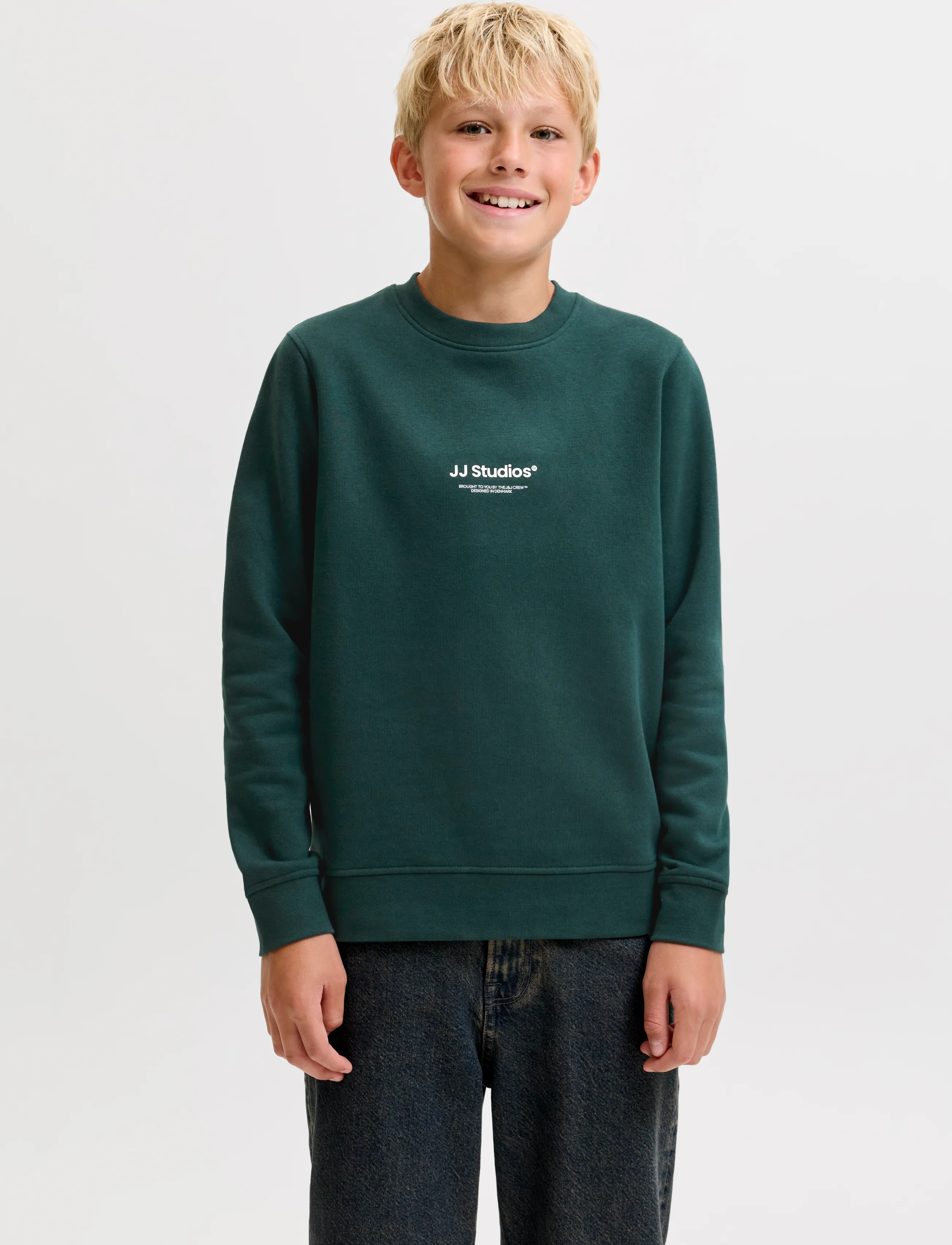 Jack & Jones JJESOHO SWEAT CREW NECK SN JNR - Topid - SCARAB / green