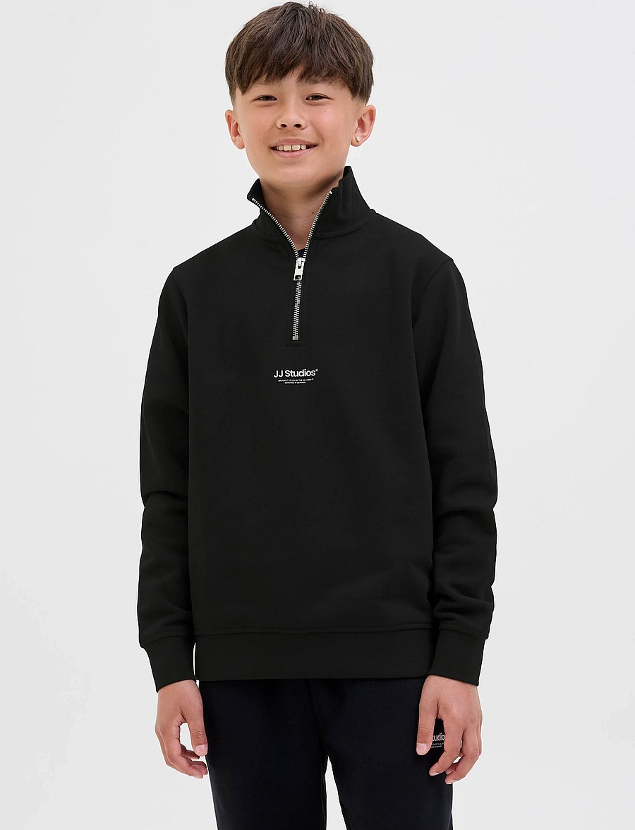 Jack & Jones - JJESOHO SWEAT QUARTER ZIP HN NOOS JNR - sweatshirts - black - 0
