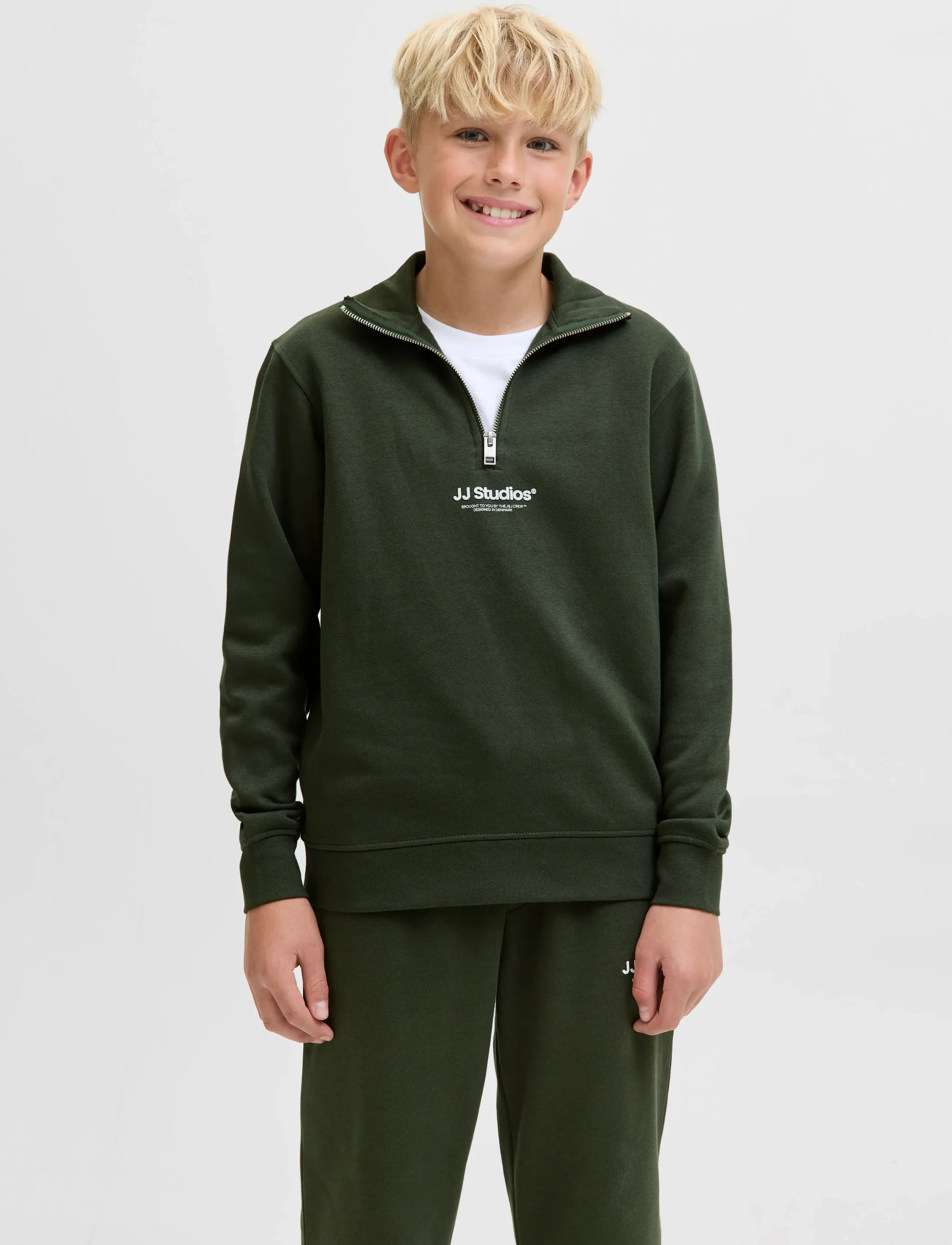 Jack & Jones JJESOHO SWEAT QUARTER ZIP HN NOOS JNR - Sweatshirts - DUFFEL BAG / khaki/green