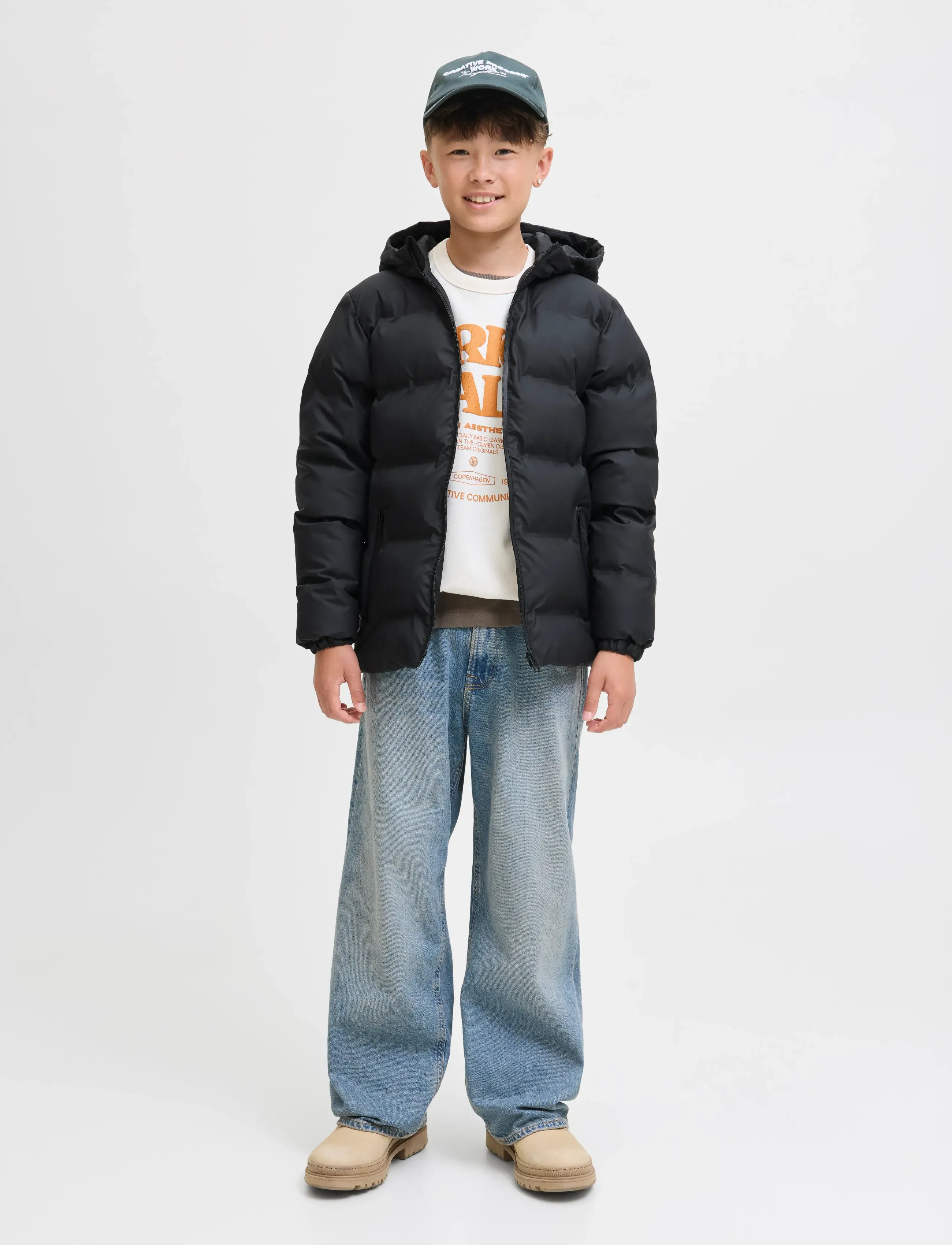Jack & Jones Jjelements Pu Puffer Jnr, 140, Jackets Coats, Schwarz - Padded, Kinder