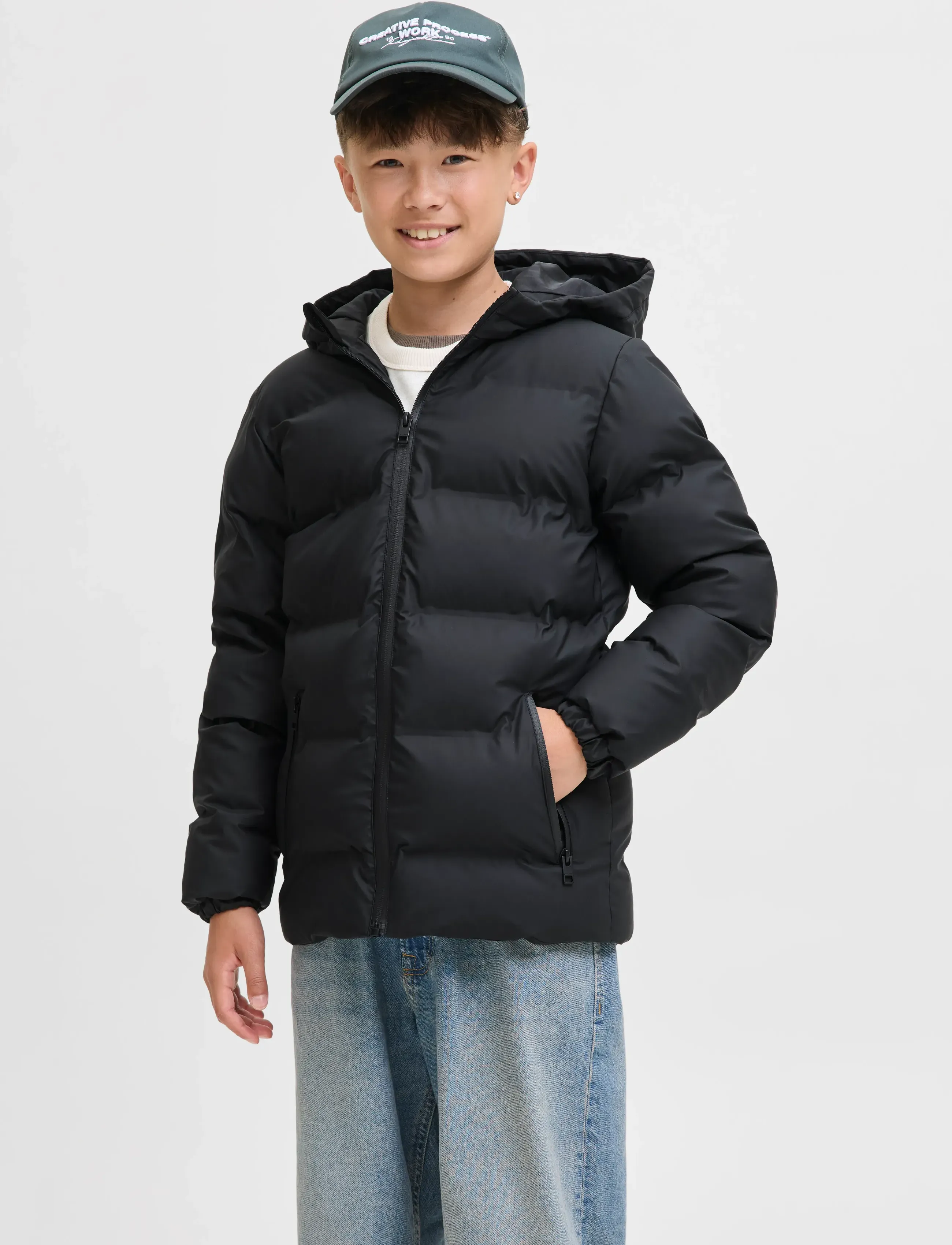 Jack & Jones - JJELEMENTS PU PUFFER JNR - overtøj - black - 3