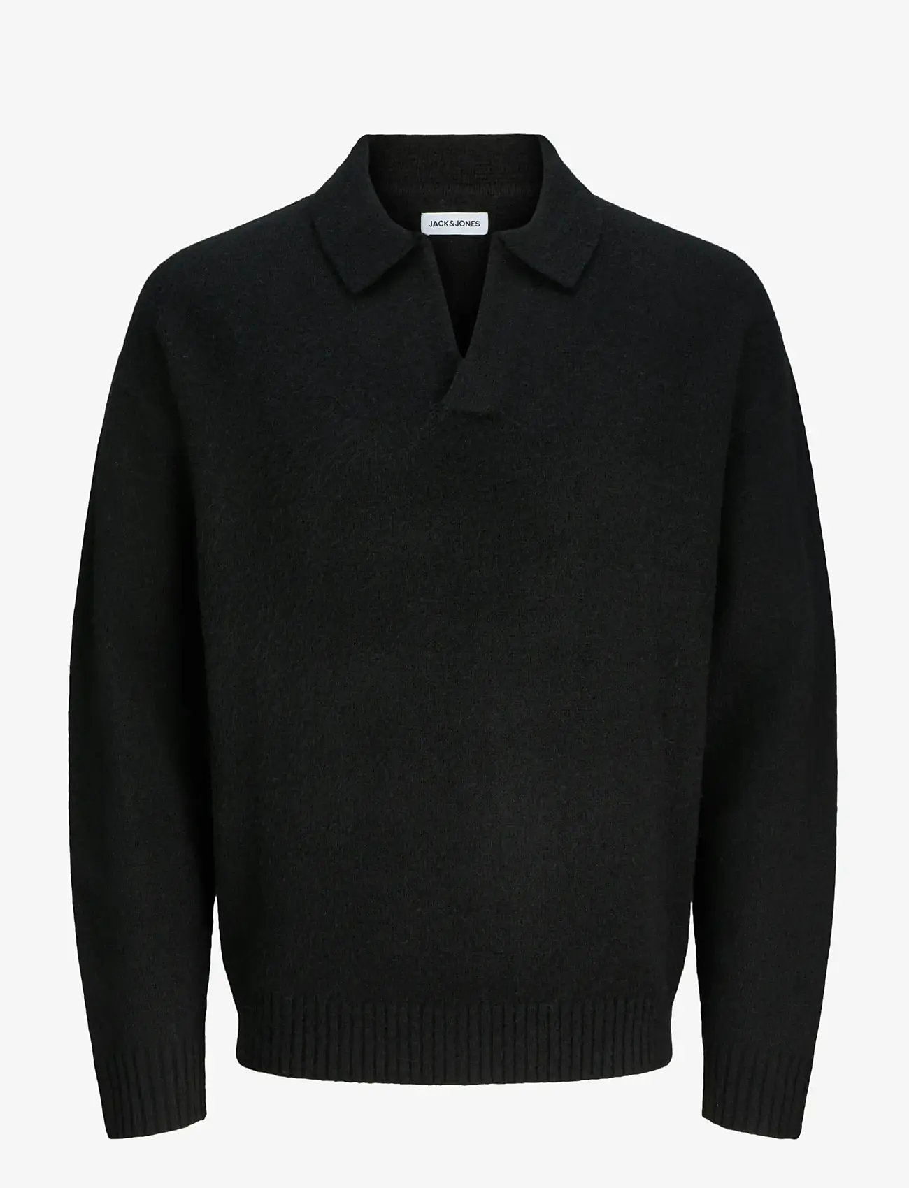 Jack & Jones - JJSOHO OLLIE KNIT SPLIT NECK JNR - langärmelig poloshirt - black - 1