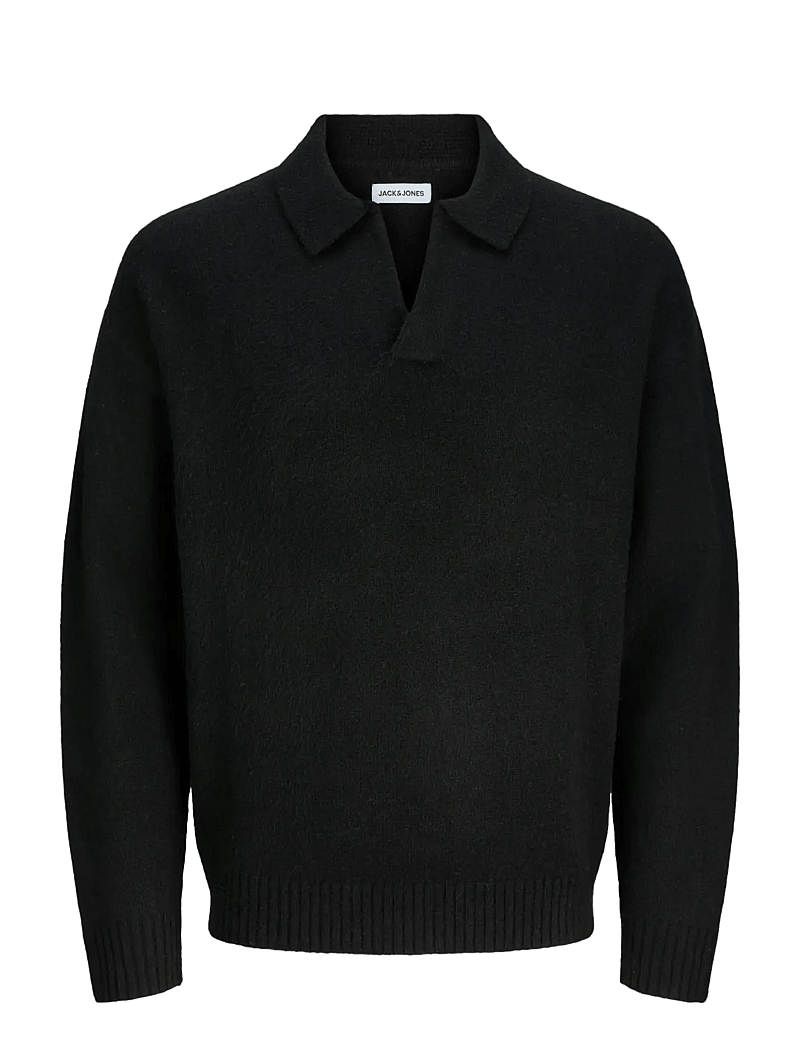 Jack & Jones - JJSOHO OLLIE KNIT SPLIT NECK JNR - långärmade pikéer - black - 1