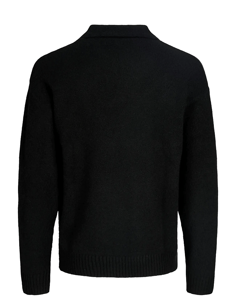 Jack & Jones - JJSOHO OLLIE KNIT SPLIT NECK JNR - långärmade pikéer - black - 2