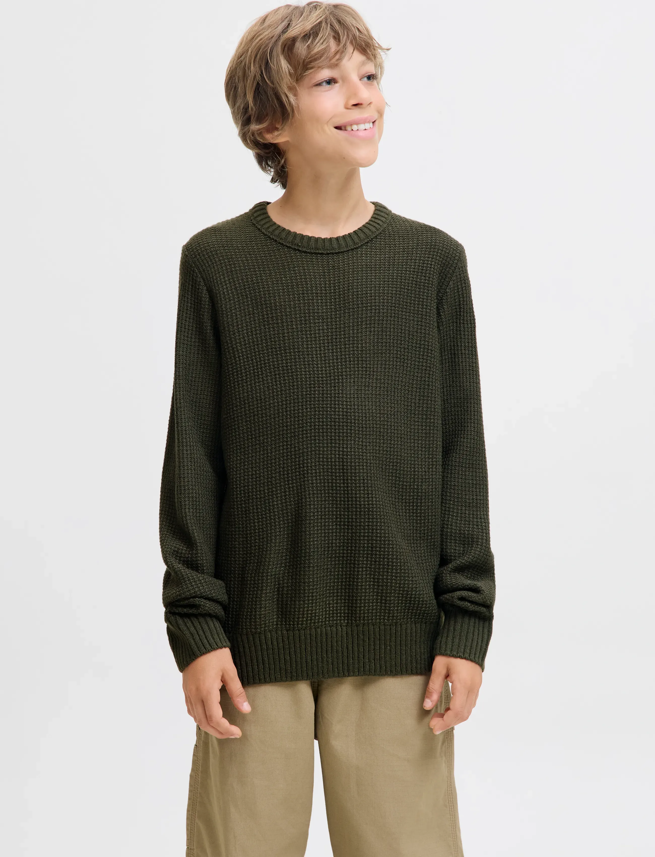 Jack & Jones JJROY KNIT CREW NECK AW25 JNR - Hauts - DUFFEL BAG / khaki/green