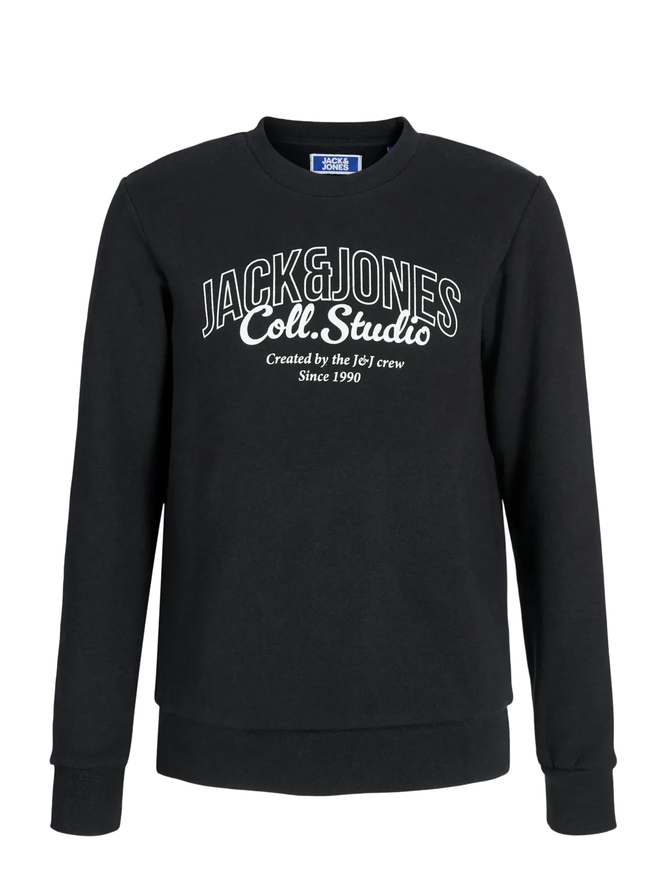 Jack & Jones JJMAKOTO SWEAT CREW NECK JNR - Riided - BLACK / black