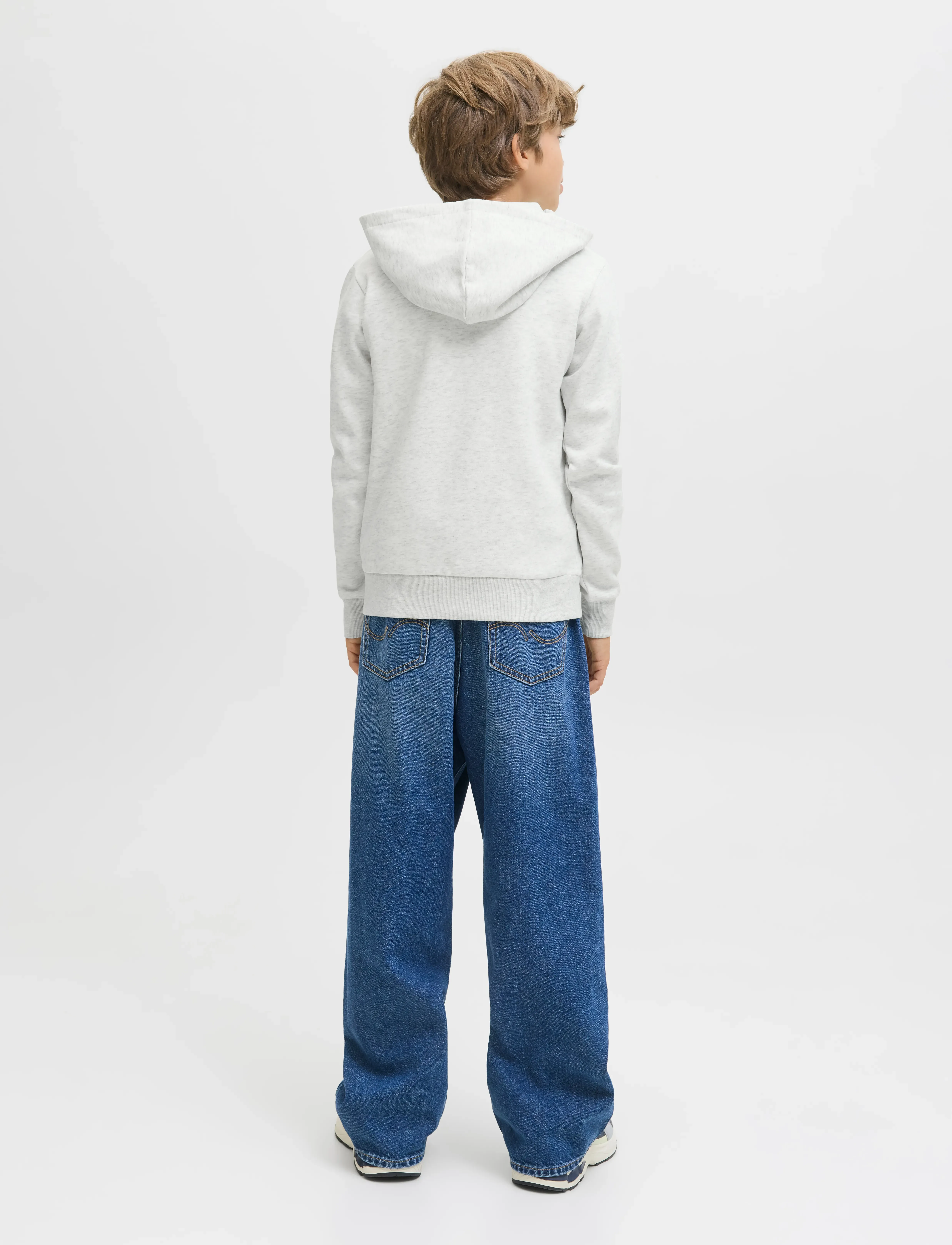 Jack & Jones - JJPAN SWEAT HOOD JNR - hættetrøjer - white melange - 2