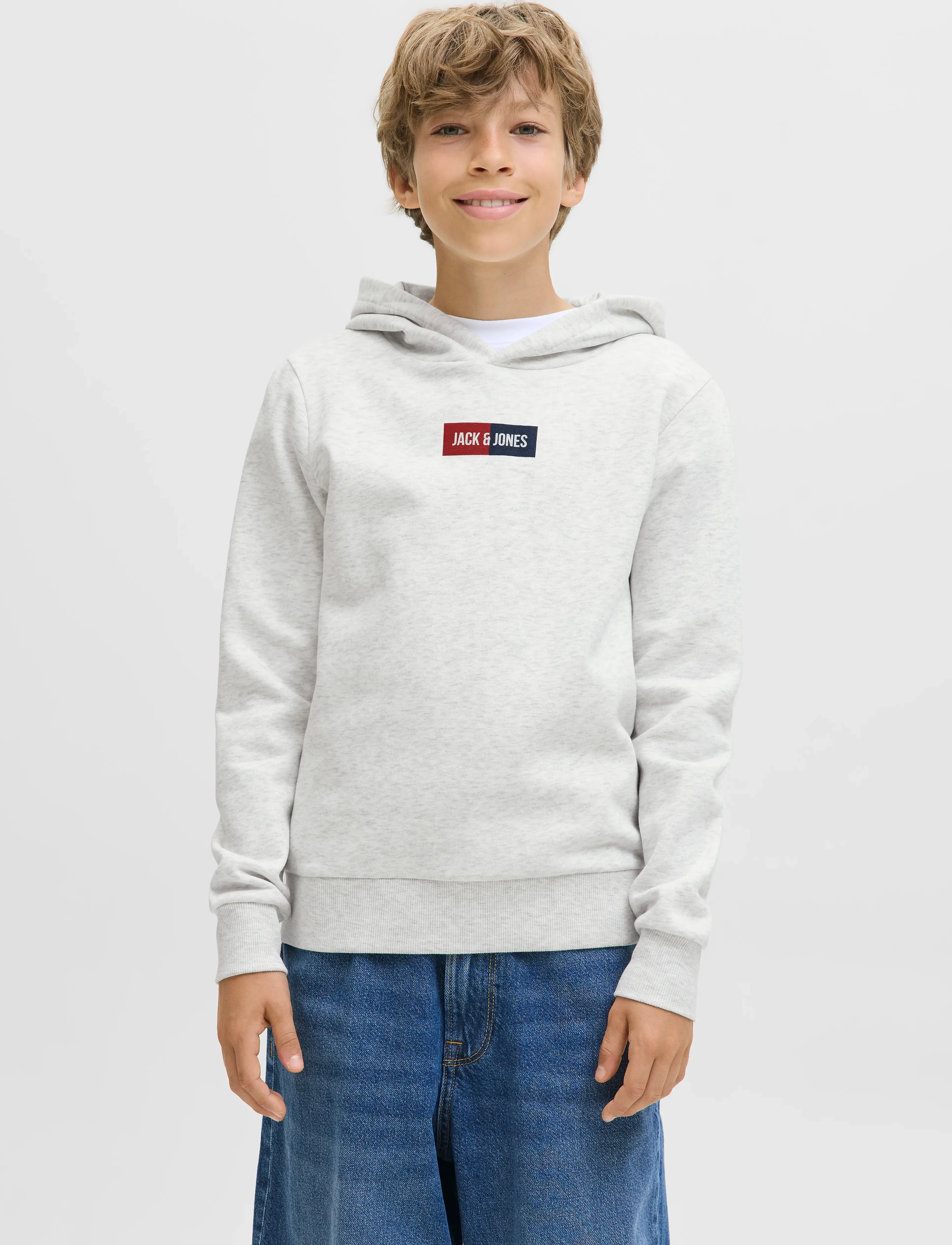 Jack & Jones - JJPAN SWEAT HOOD JNR - hættetrøjer - white melange - 4