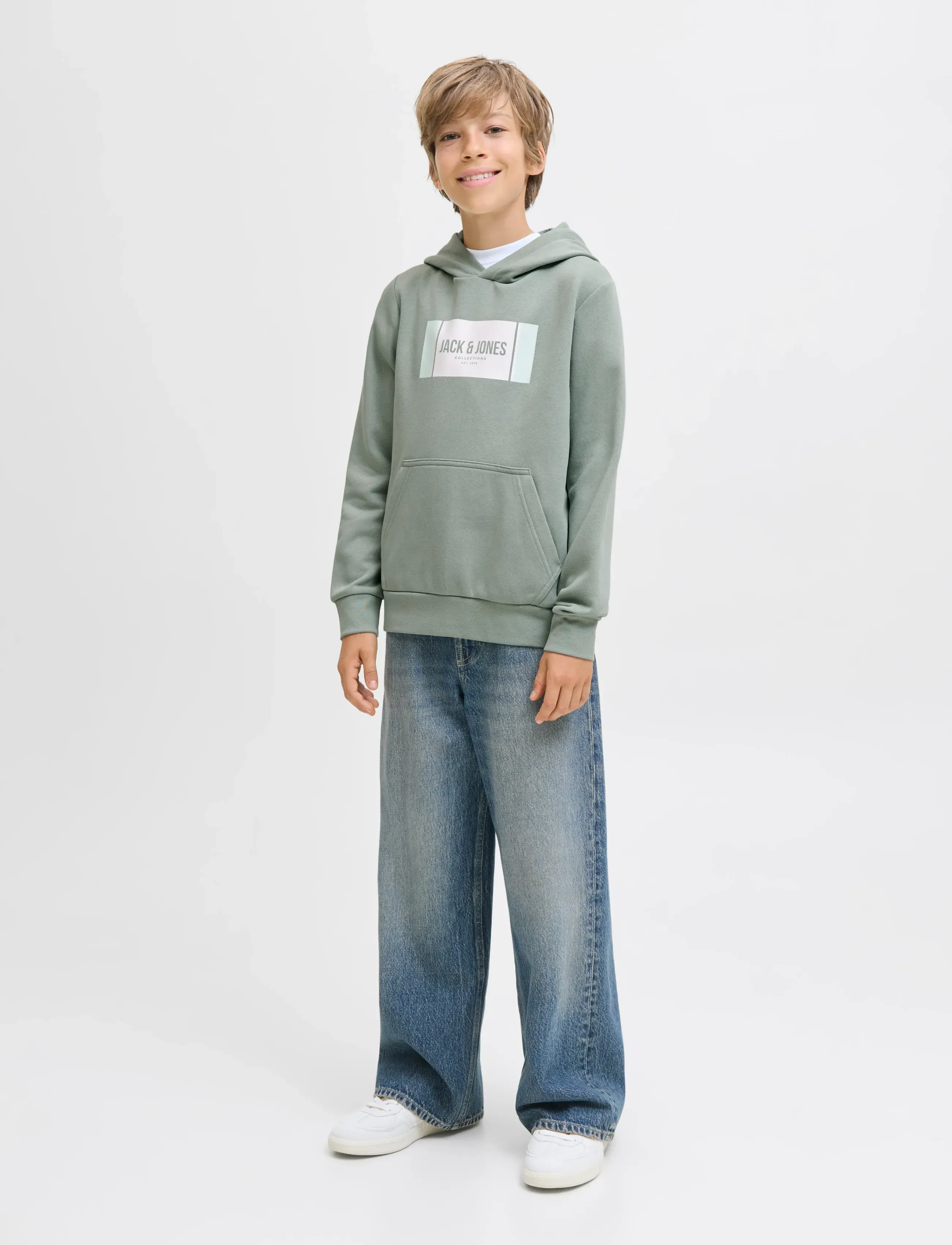 Jack & Jones - JJHAYATO SWEAT HOOD JNR - hoodies - iceberg green - 3