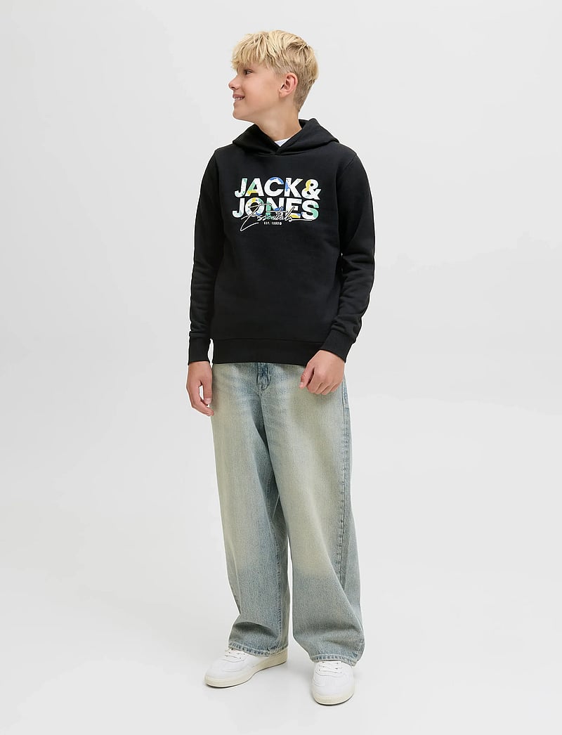 Jack & Jones - JJGEPLAS SWEAT HOOD JNR - kapuutsiga dressipluusid - black - 0