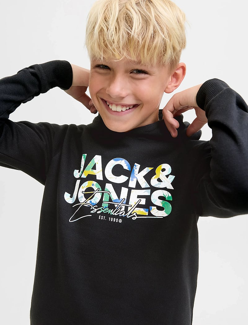 Jack & Jones - JJGEPLAS SWEAT HOOD JNR - kapuutsiga dressipluusid - black - 5