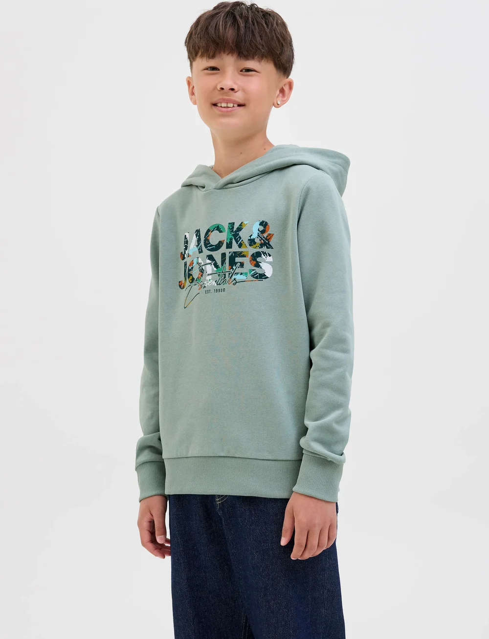 Jack & Jones - JJGEPLAS SWEAT HOOD JNR - kapuzenpullover - iceberg green - 0