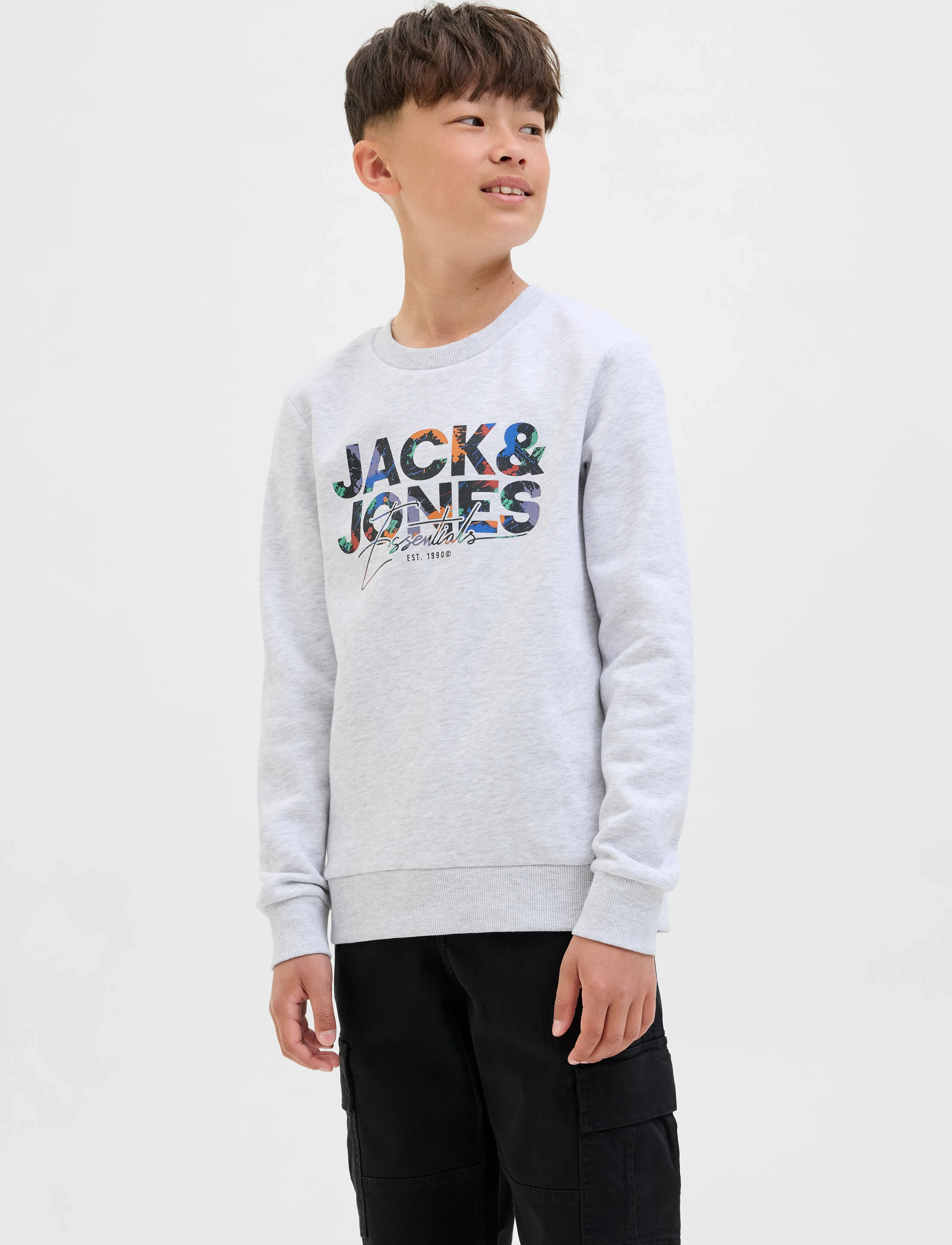 Jack & Jones JJGEPLAS SWEAT CREW NECK JNR - Sweatshirts & Kapuzenpullover - WHITE MELANGE / white