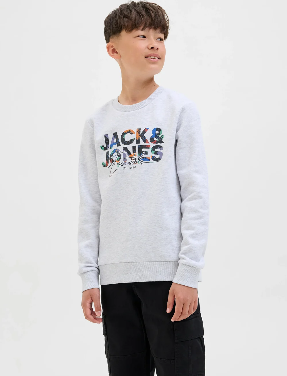 Jack & Jones - JJGEPLAS SWEAT CREW NECK JNR - dressipluusid - white melange - 0