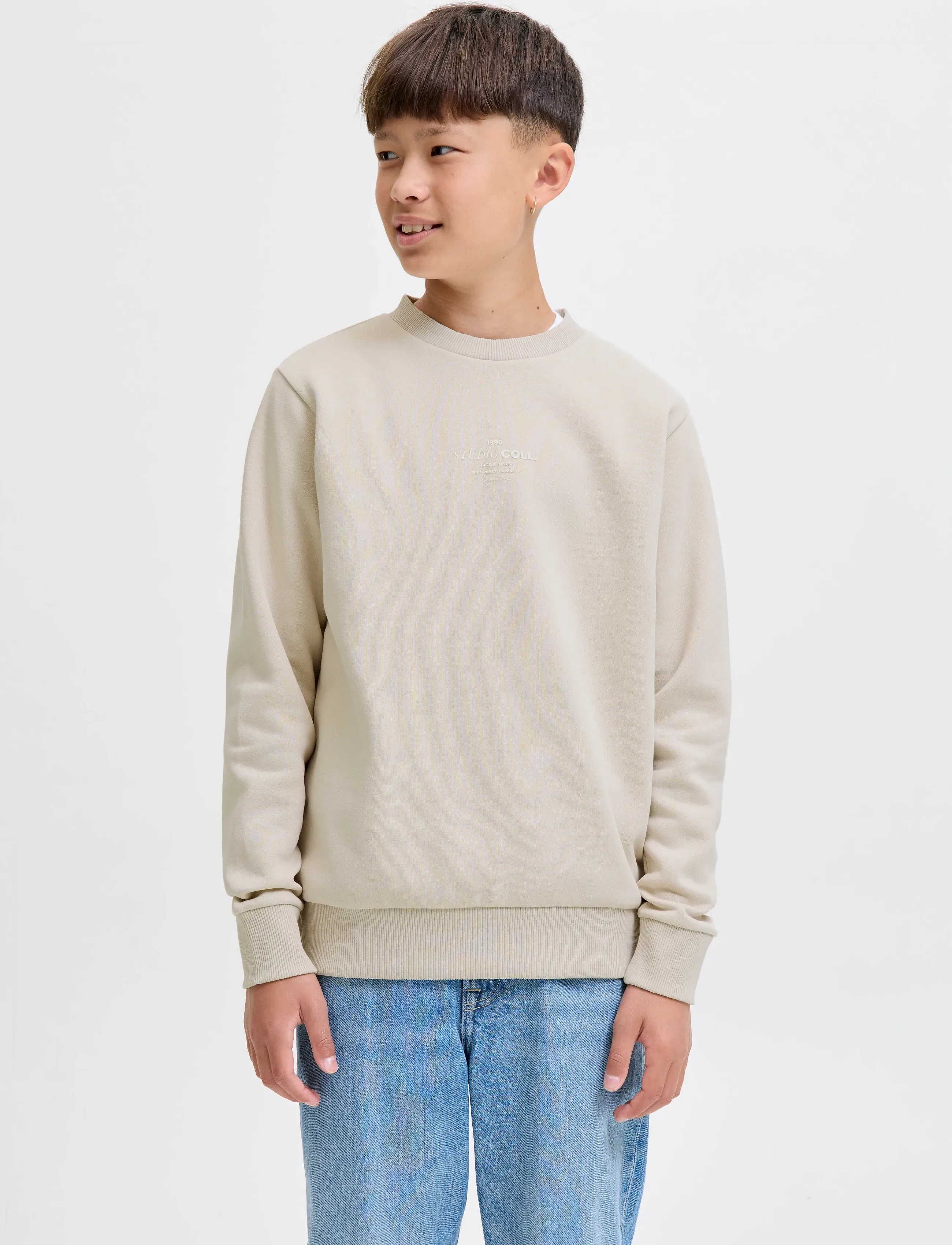 Jack & Jones Jjjin Sweat Crew Neck Jnr, Børn, Crew Neck Sweatshirt, Cream, Str: 152