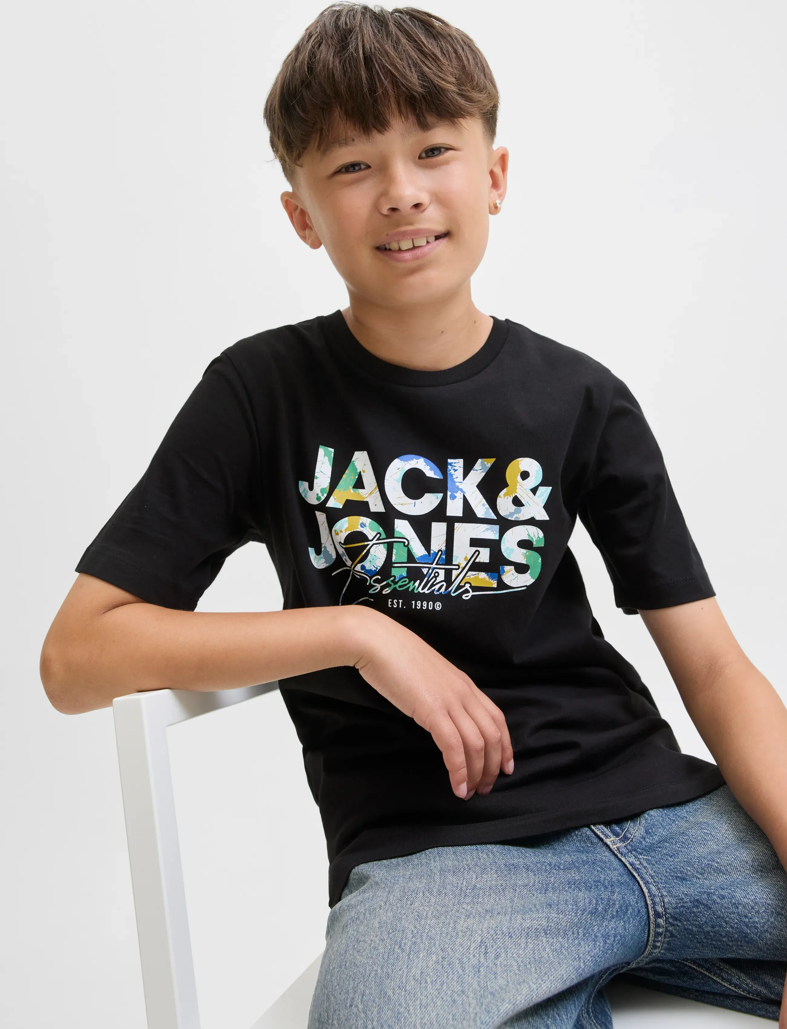 Jack & Jones - JJGEPLAS TEE SS CREW NECK JNR - marškinėliai trumpomis rankovėmis - black - 5