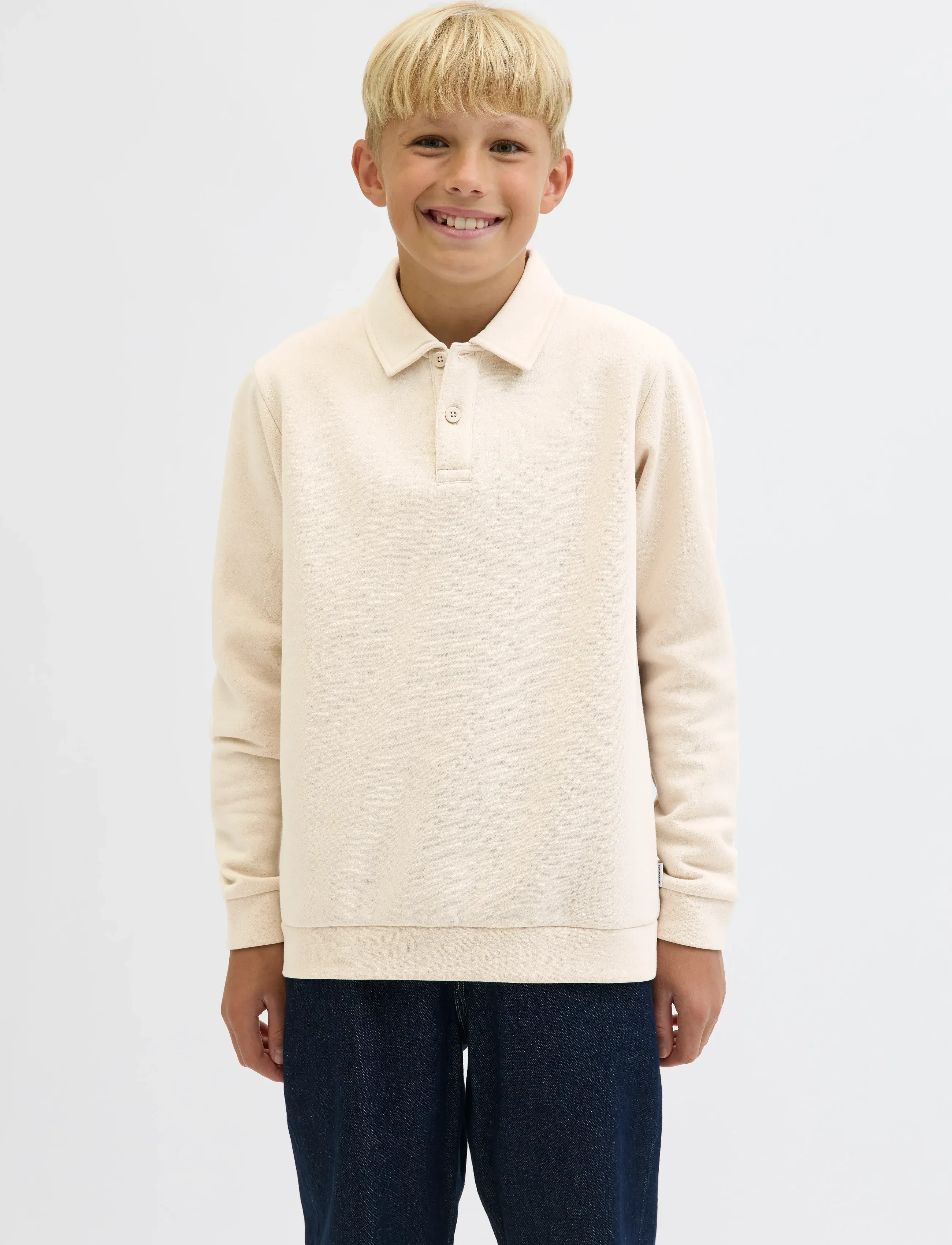 Jack & Jones JJEBRADLEY SWEAT POLO AW25 JNR - Polo shirts - MOONBEAM / cream
