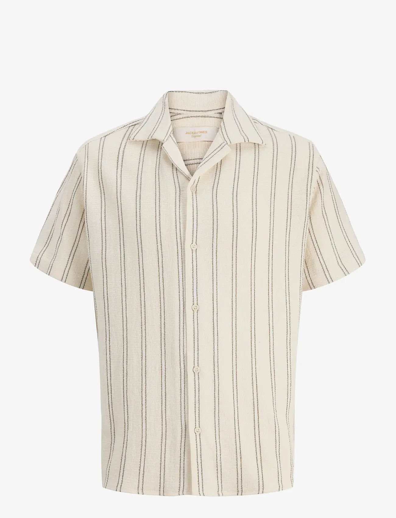 Jack & Jones - JJECOBA STRIPE RESORT SHIRT SS SN JNR - kortärmade skjortor - antique white - 1