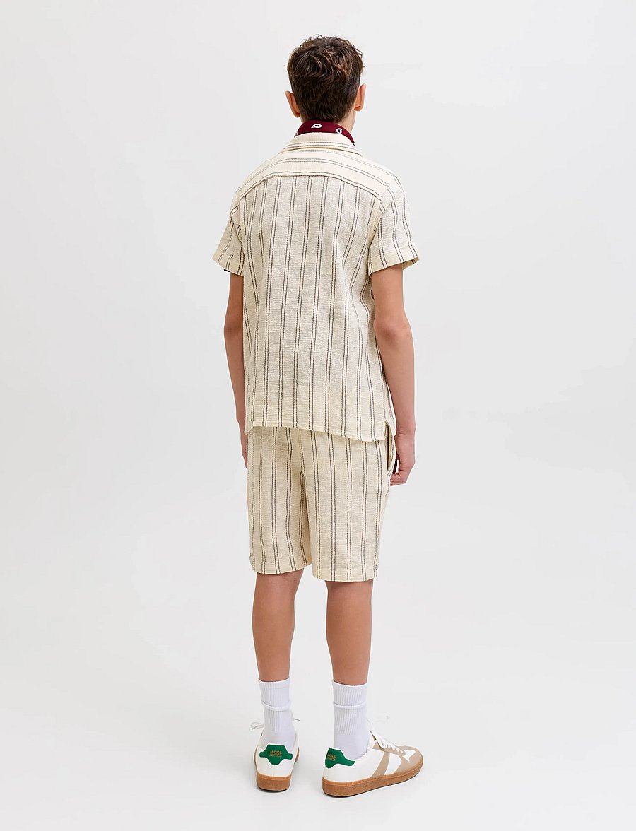 Jack & Jones - JJECOBA STRIPE RESORT SHIRT SS SN JNR - kurzärmlige hemden - antique white - 2