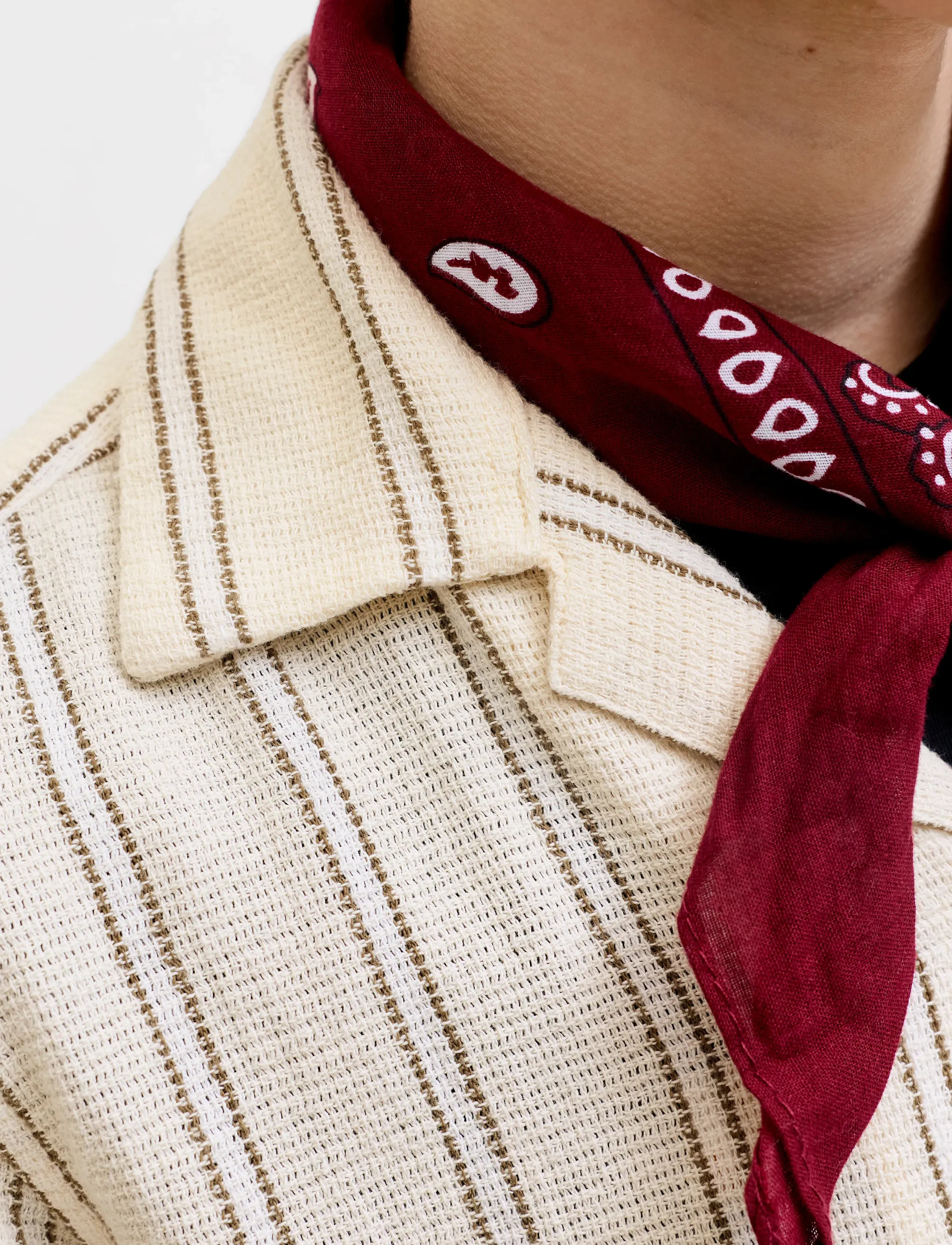 Jack & Jones - JJECOBA STRIPE RESORT SHIRT SS SN JNR - kortärmade skjortor - antique white - 4
