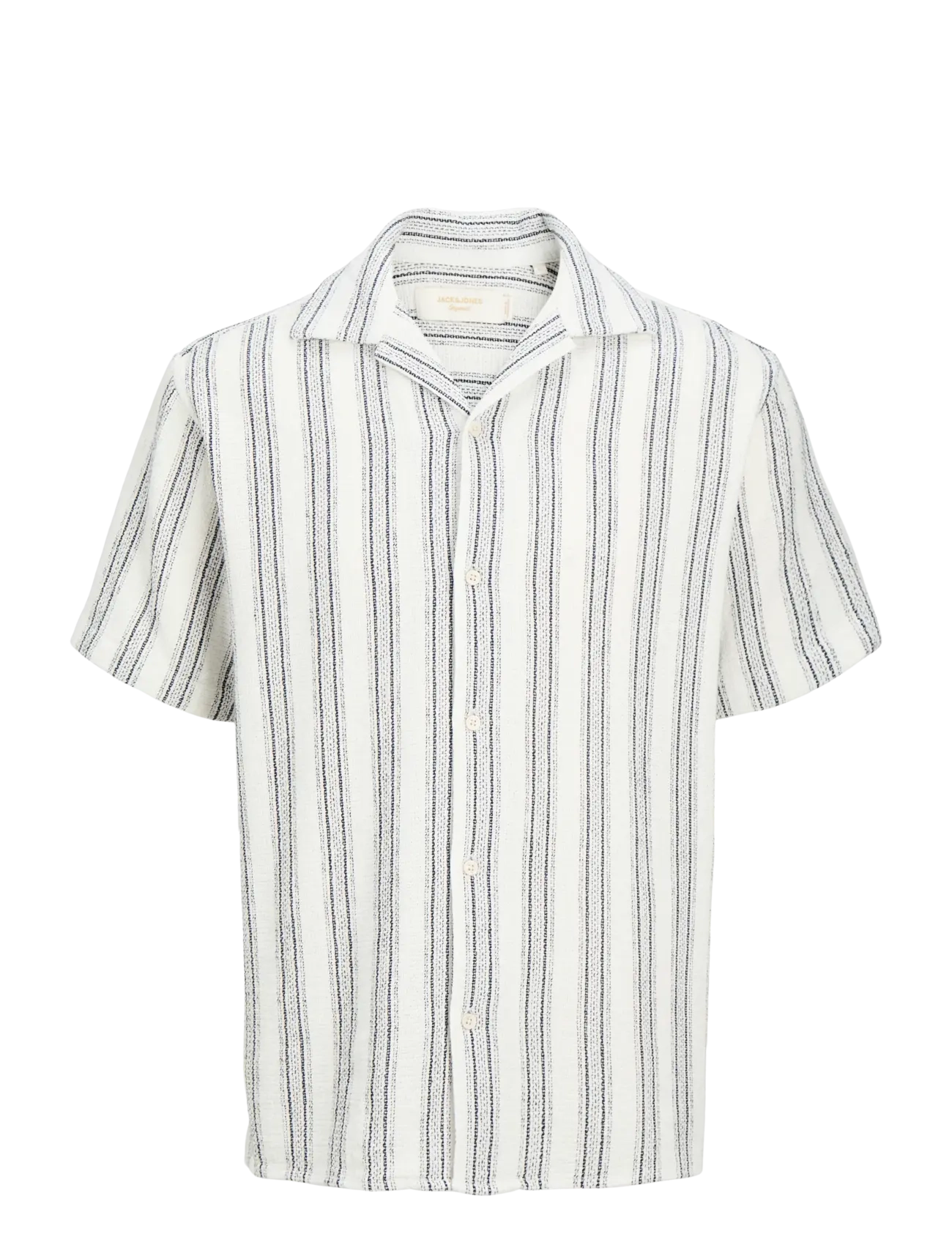 Jack & Jones JJECOBA STRIPE RESORT SHIRT SS SN JNR - Jack & Jones - CLOUD DANCER / navy