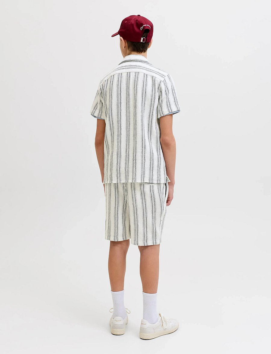 Jack & Jones - JJECOBA STRIPE RESORT SHIRT SS SN JNR - kurzärmlige hemden - cloud dancer - 2