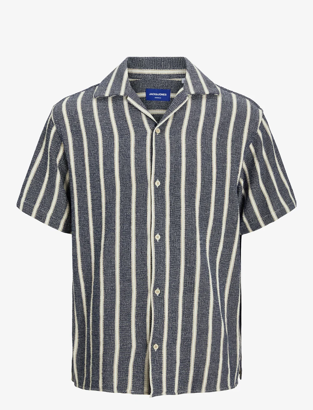 Jack & Jones - JORCOBA STRIPE RESORT SHIRT SS JNR - kortärmade skjortor - ocean cavern - 0