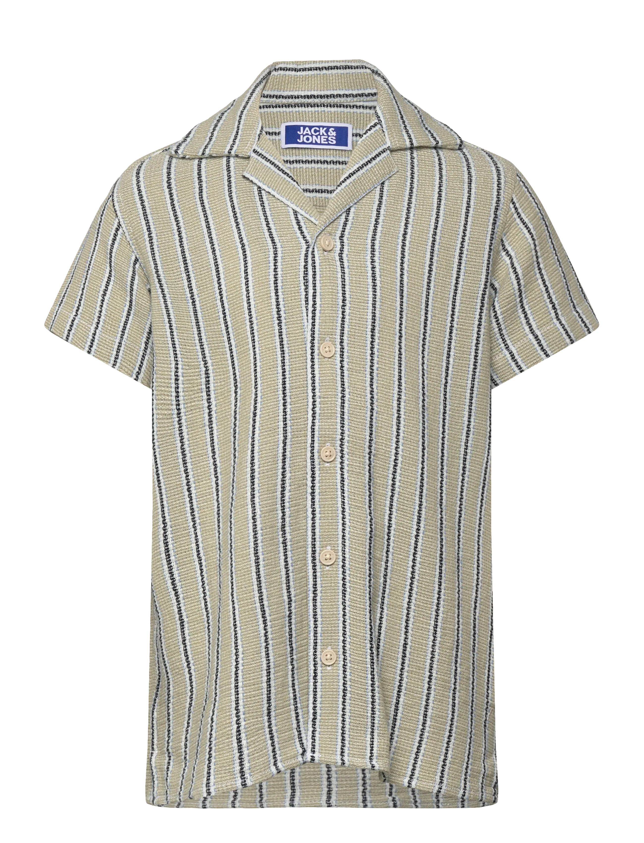 Jack & Jones JJECOBA STRIPE RESORT SHIRT SS SN JNR - Skjorter - TEA / beige