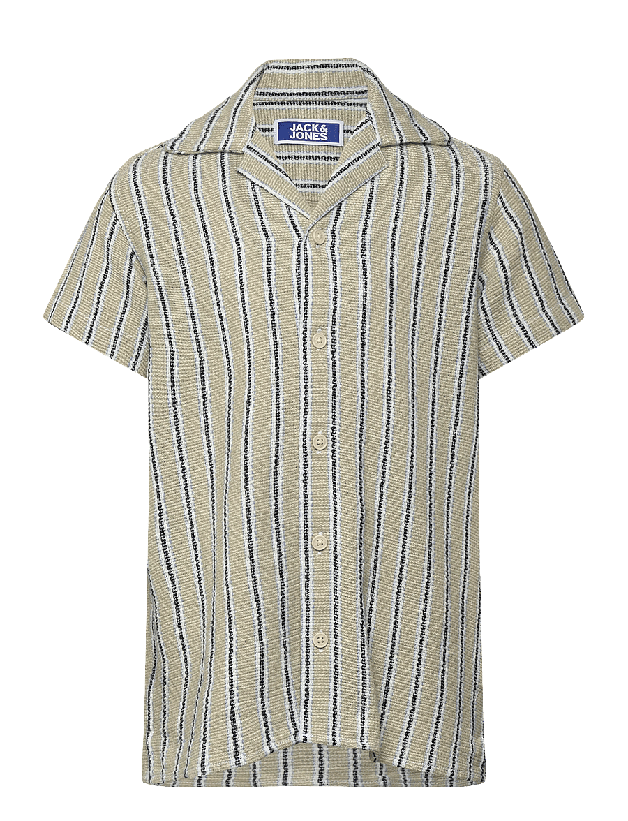 Jack & Jones - JJECOBA STRIPE RESORT SHIRT SS SN JNR - kurzärmlige hemden - tea - 1
