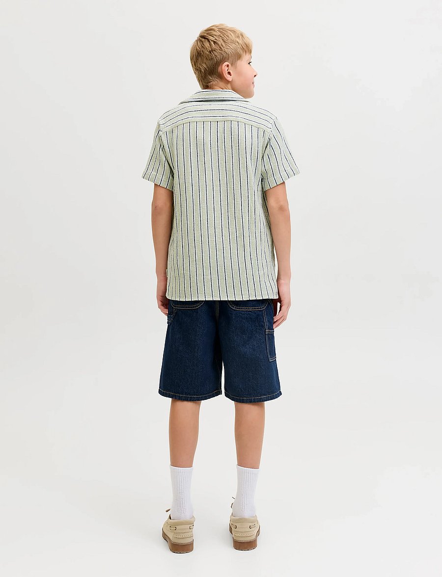 Jack & Jones - JJECOBA STRIPE RESORT SHIRT SS SN JNR - kurzärmlige hemden - tea - 3